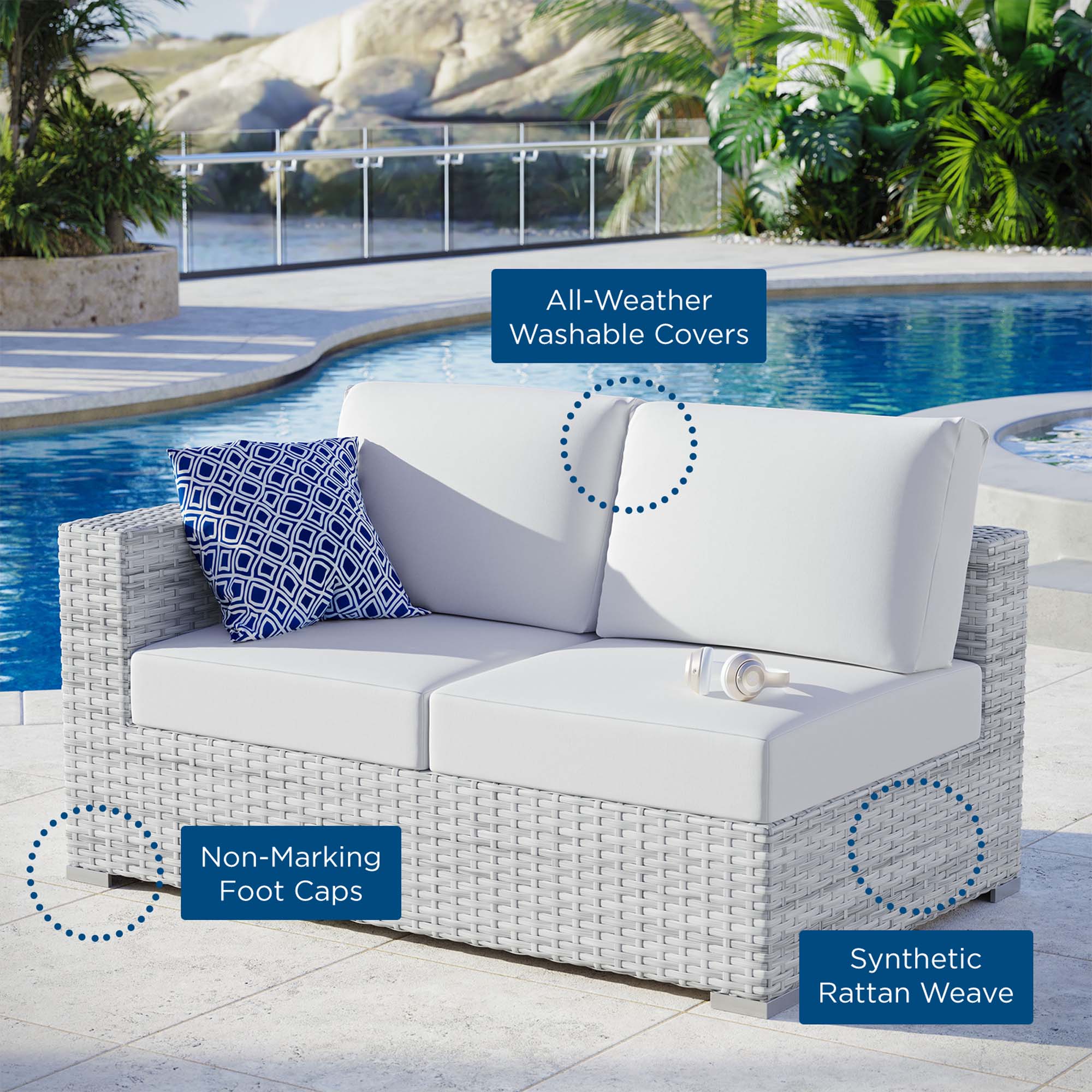 Convene Outdoor Patio Left-Arm Loveseat - Image 23