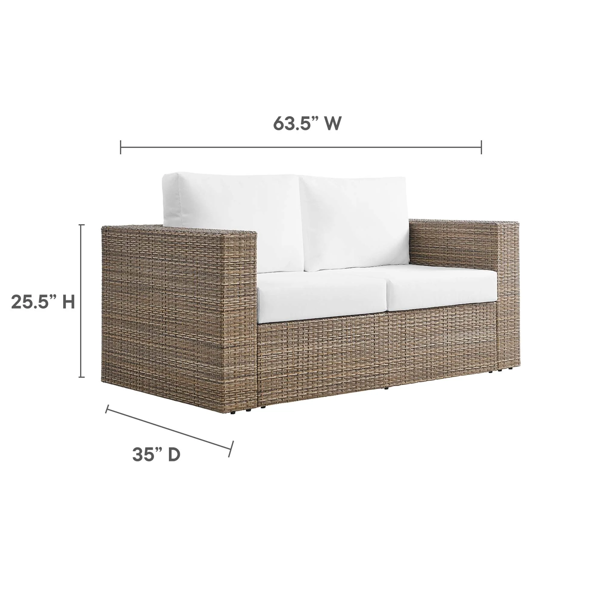 Convene Outdoor Patio Loveseat in Cappuccino White - Image 9