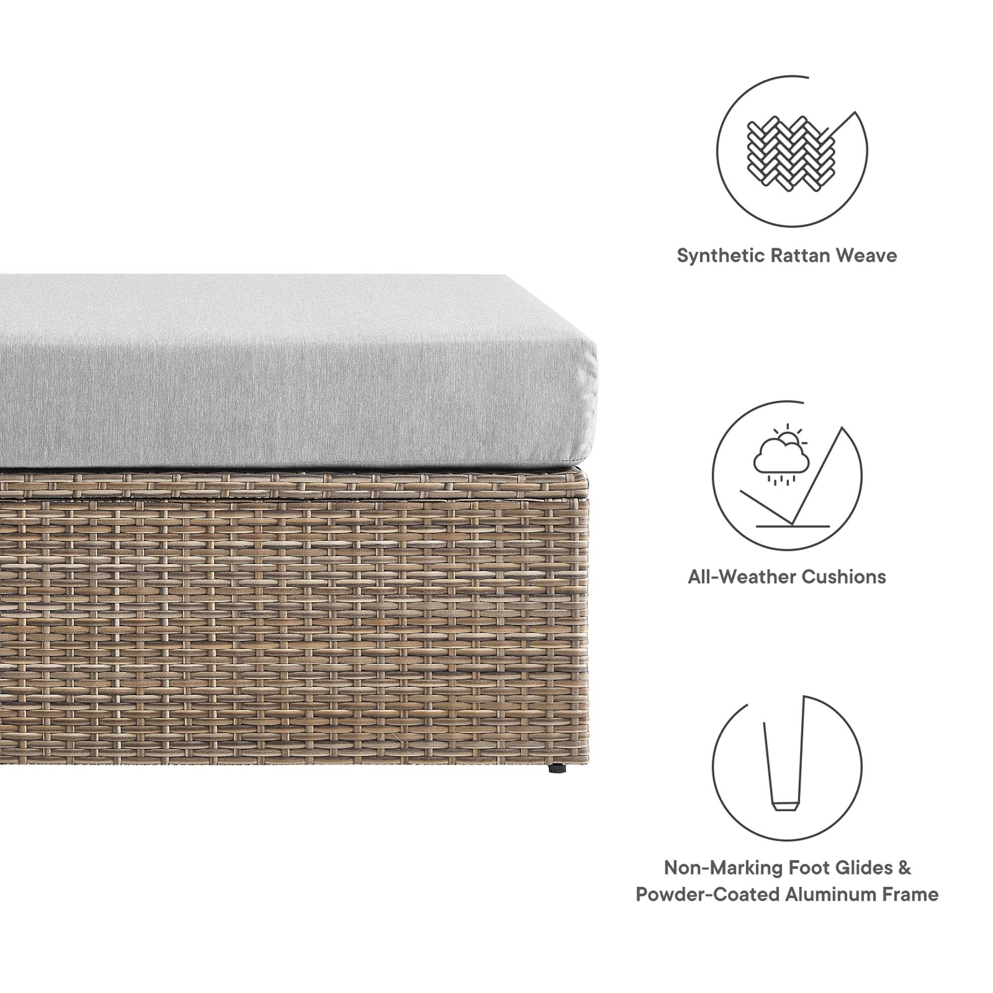 Convene Outdoor Patio Rectangle Ottoman - Image 4