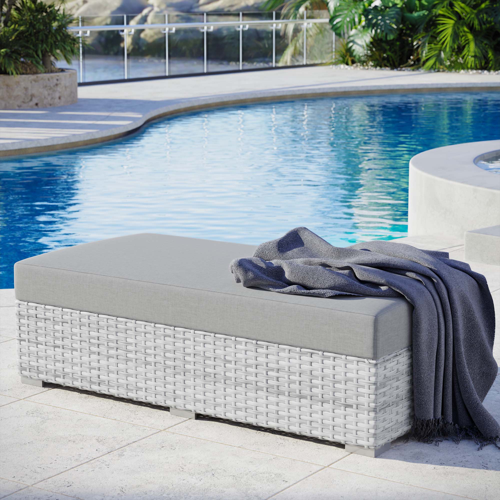 Convene Outdoor Patio Rectangular Ottoman - Image 2
