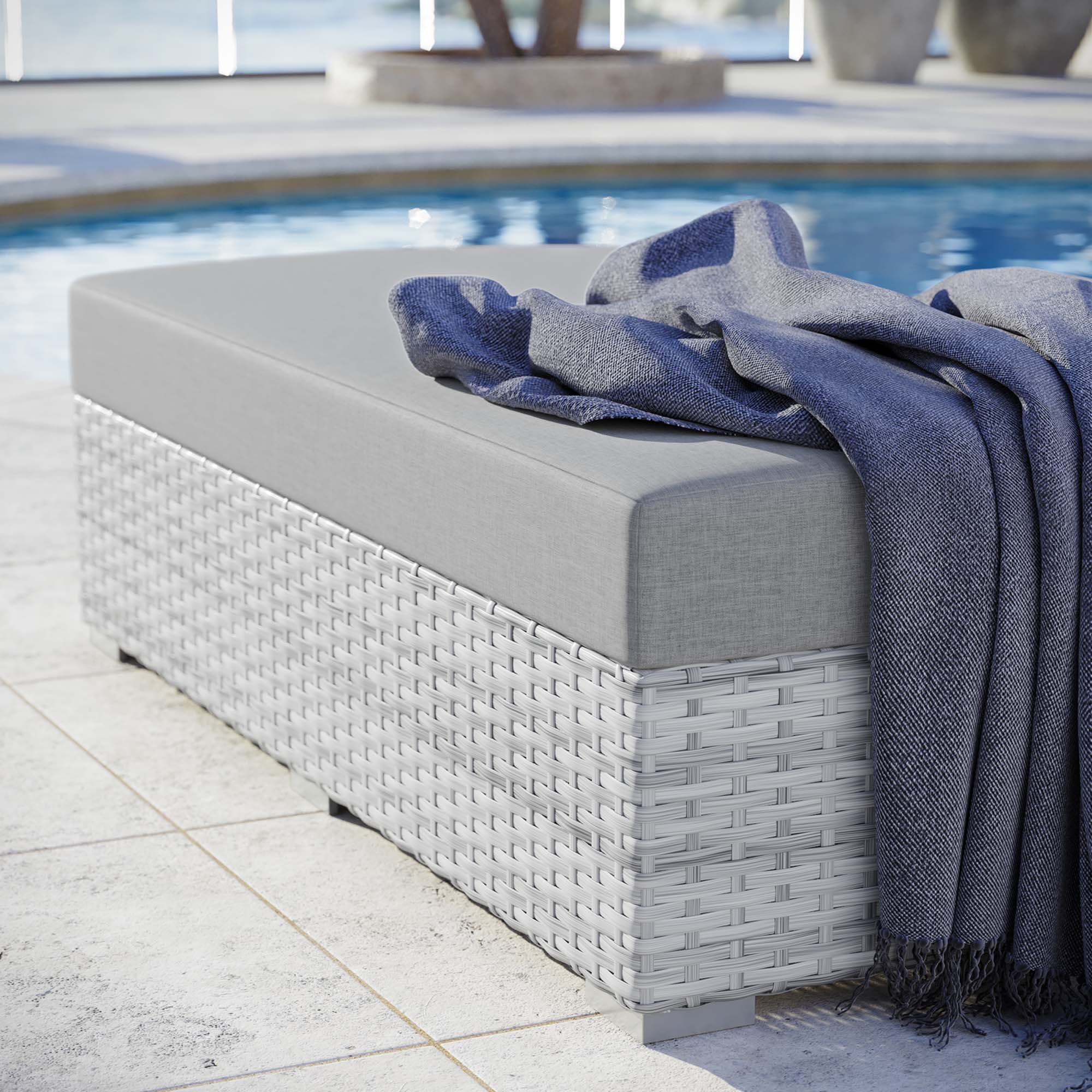 Convene Outdoor Patio Rectangular Ottoman - Image 3