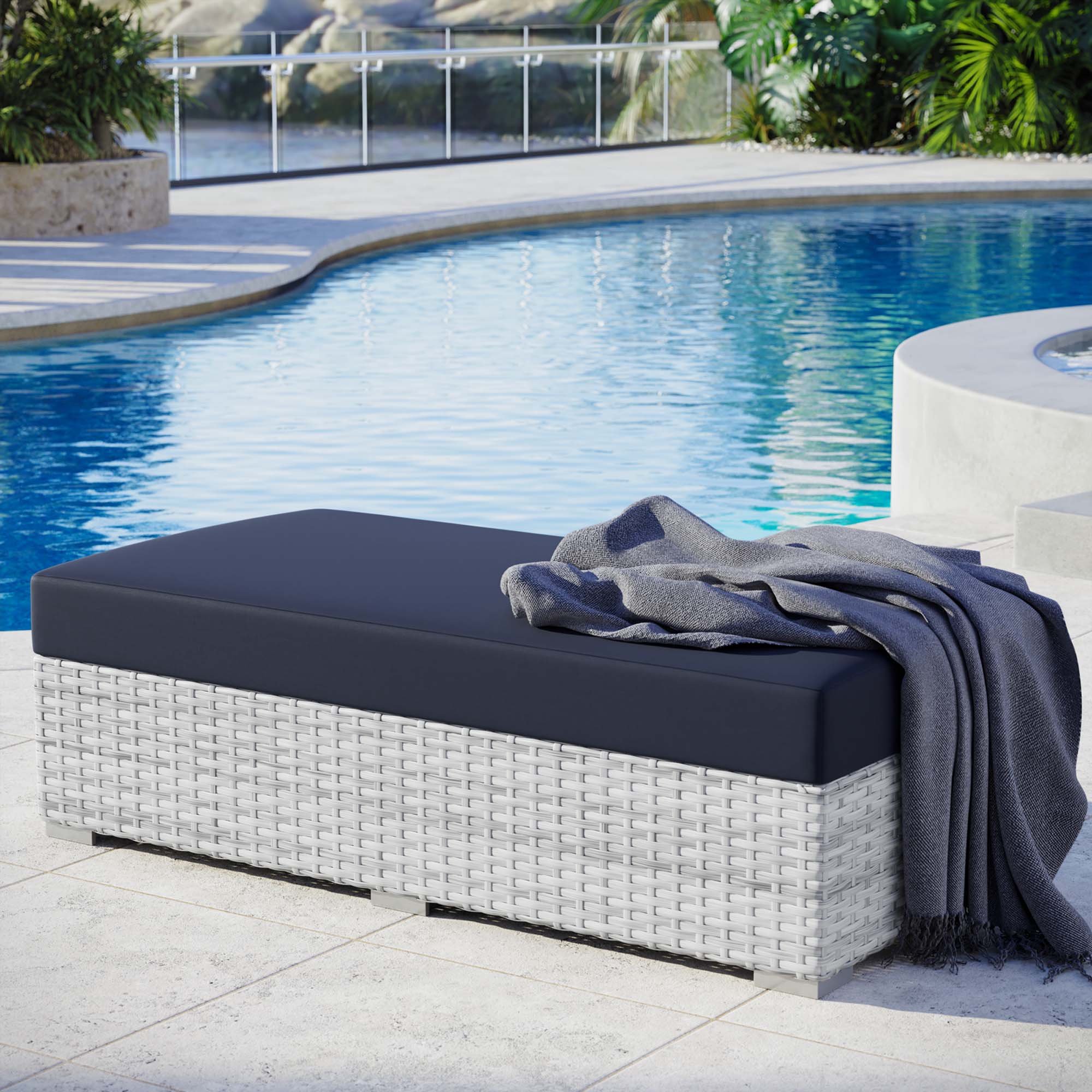Convene Outdoor Patio Rectangular Ottoman - Image 8