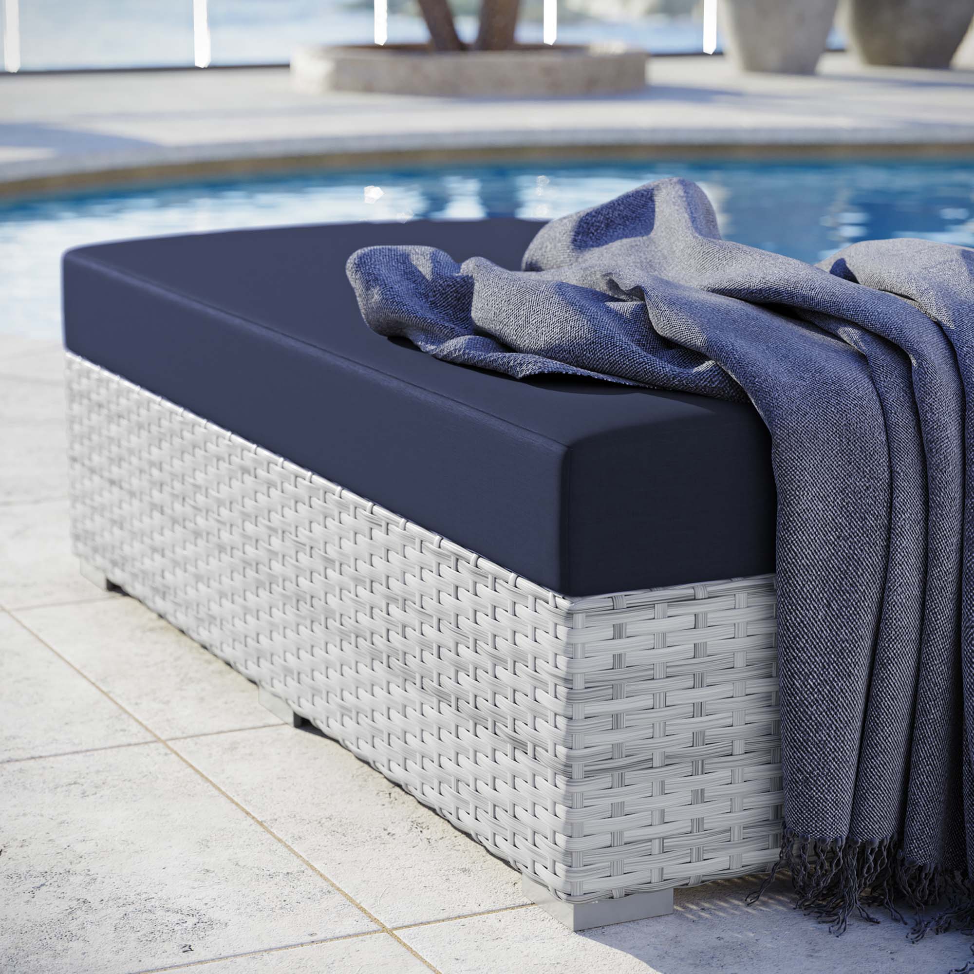 Convene Outdoor Patio Rectangular Ottoman - Image 9