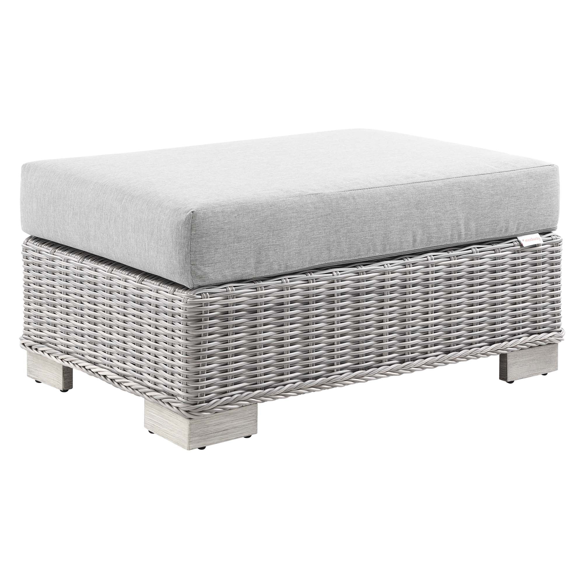 Conway 2-Piece Outdoor Patio Wicker Rattan Armchair and Ottoman Set - Image 7