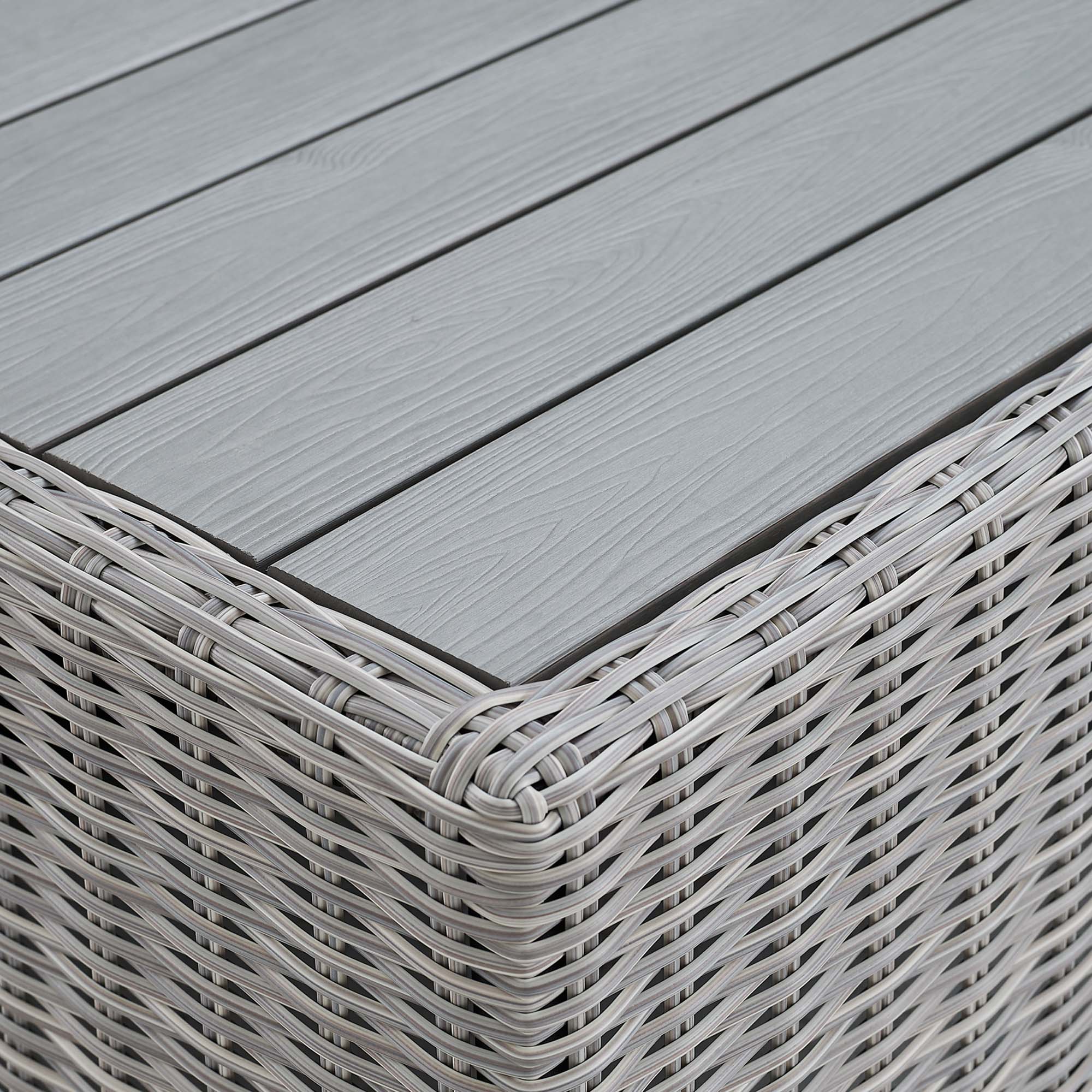 Conway 32" Outdoor Patio Wicker Rattan Coffee Table in Light Gray - Image 7
