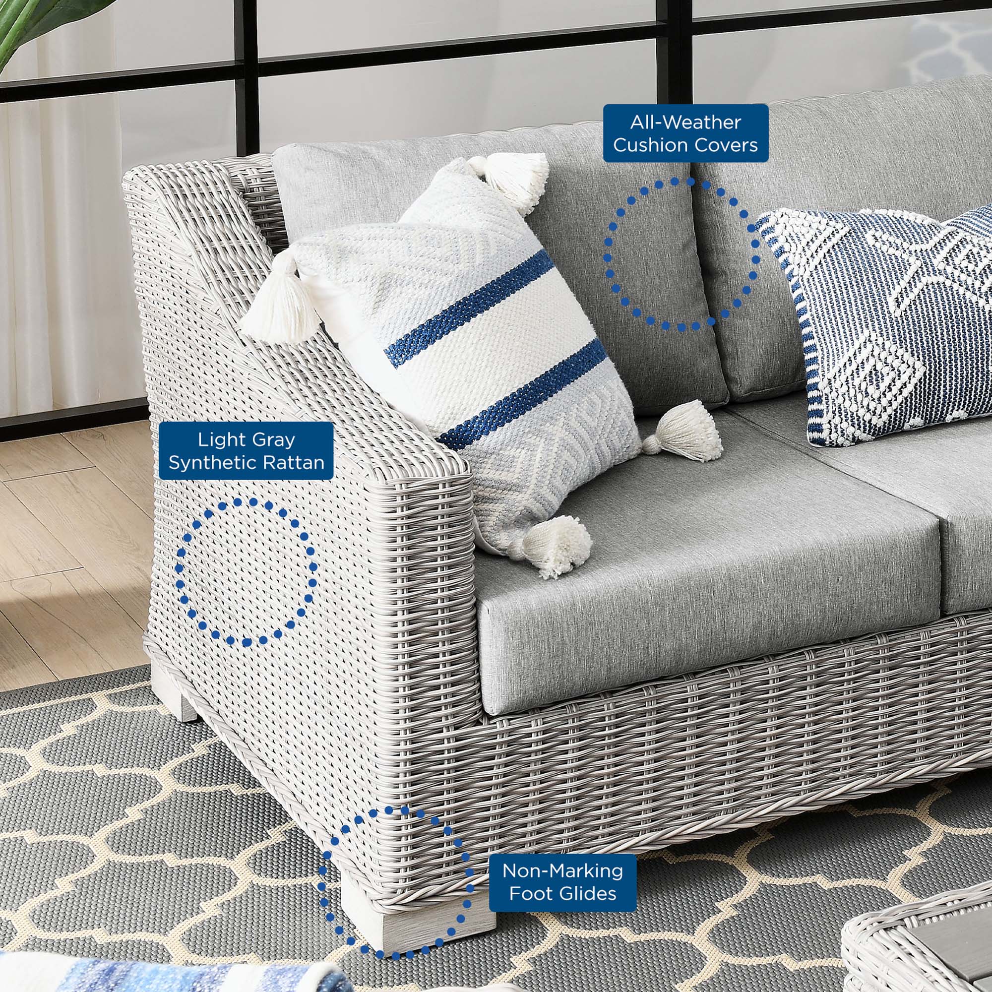 Conway 4-Piece Outdoor Patio Wicker Rattan Furniture Set - Image 15