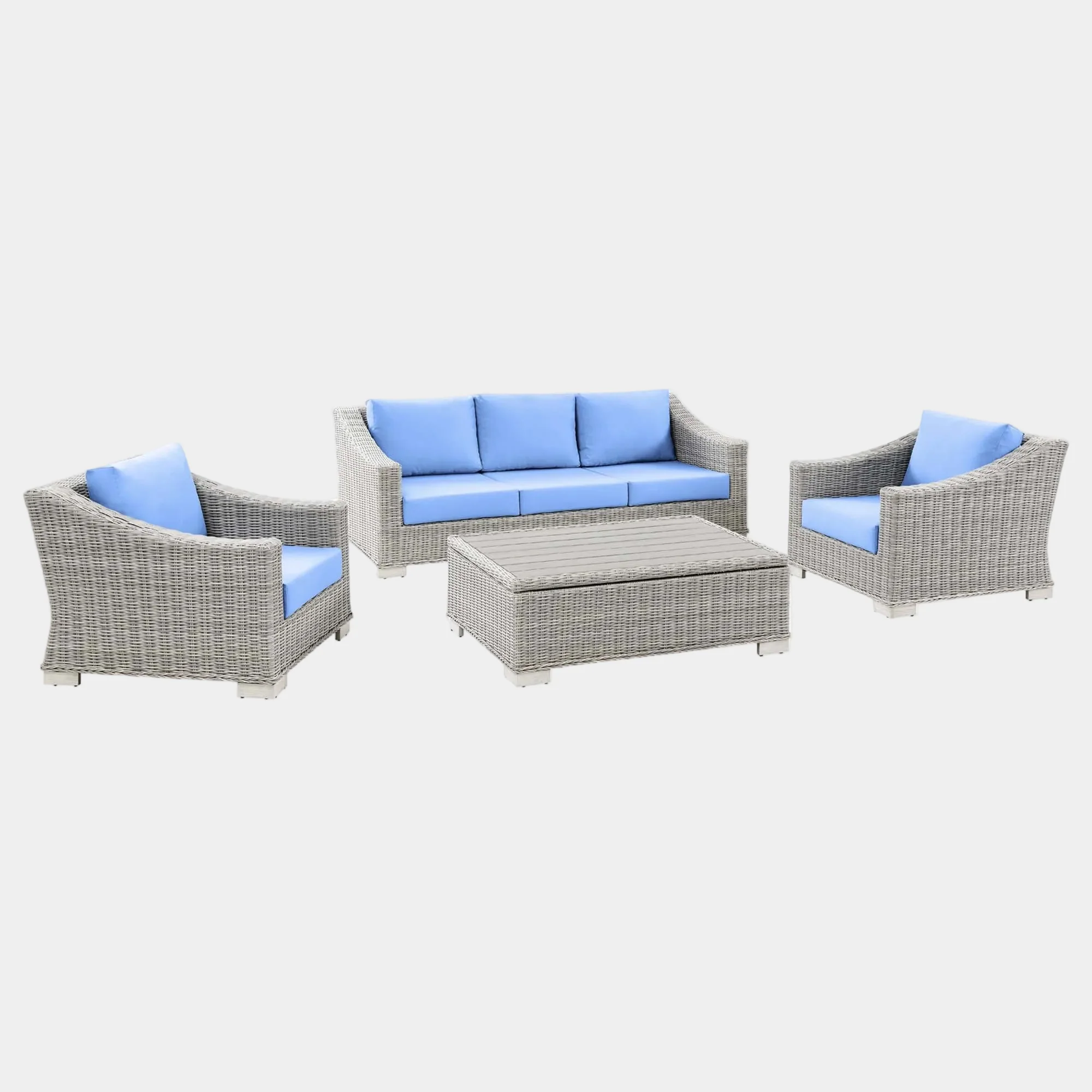 Conway 4-Piece Outdoor Patio Wicker Rattan Furniture Set - Image 16