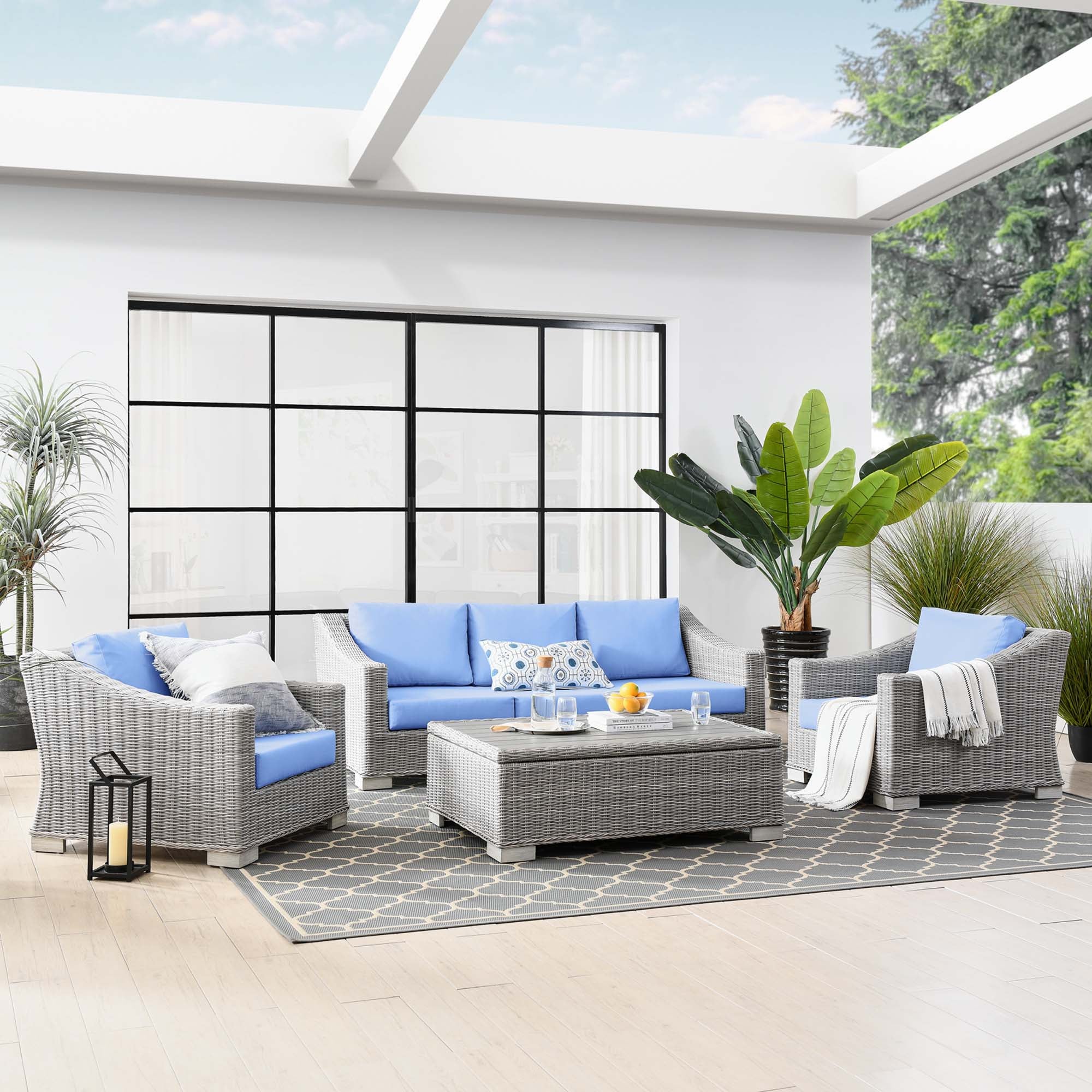 Conway 4-Piece Outdoor Patio Wicker Rattan Furniture Set - Image 17