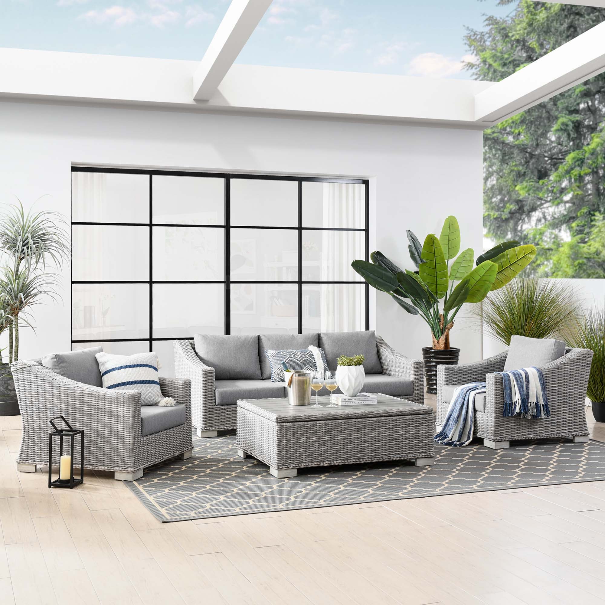 Conway 4-Piece Outdoor Patio Wicker Rattan Furniture Set - Image 2
