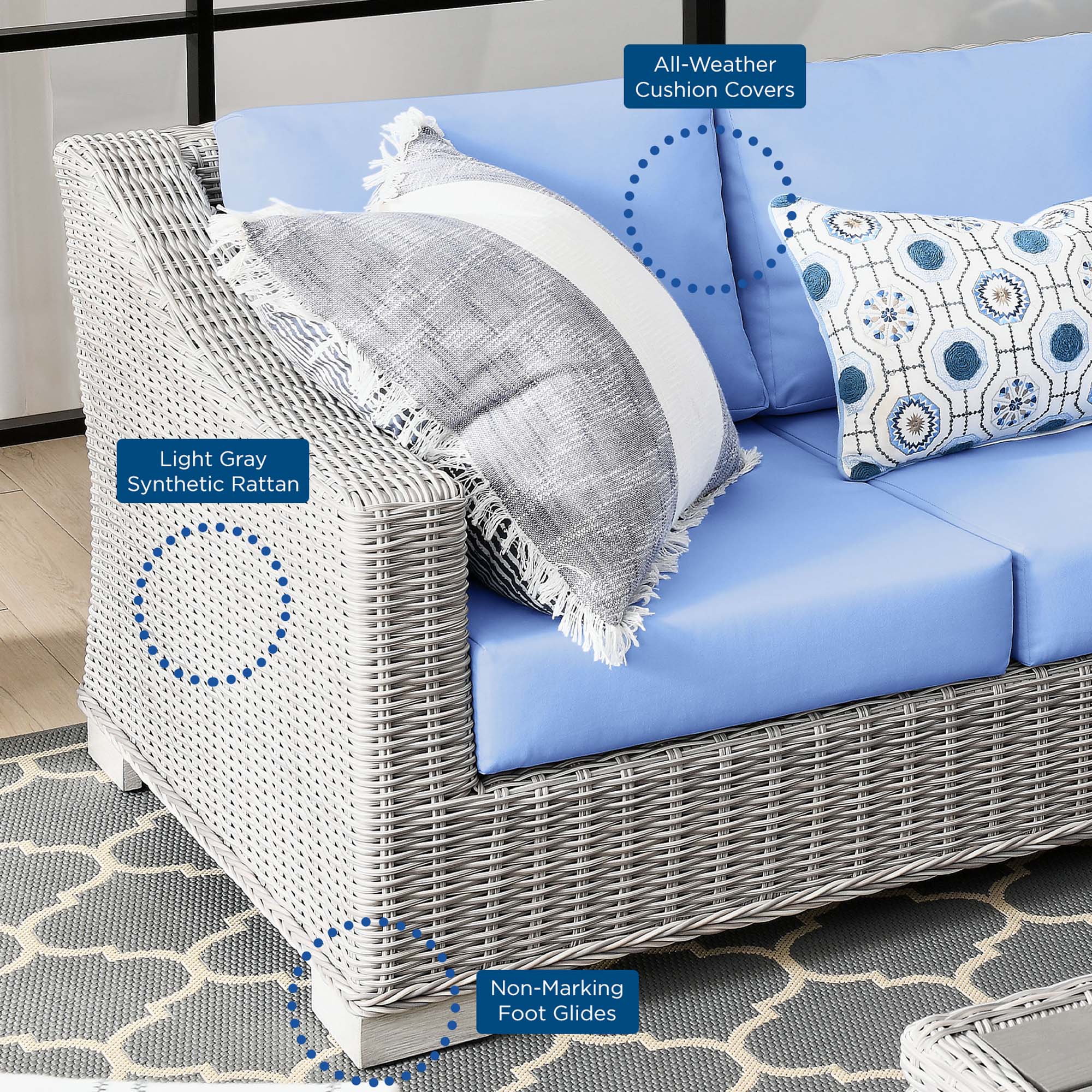 Conway 4-Piece Outdoor Patio Wicker Rattan Furniture Set - Image 30