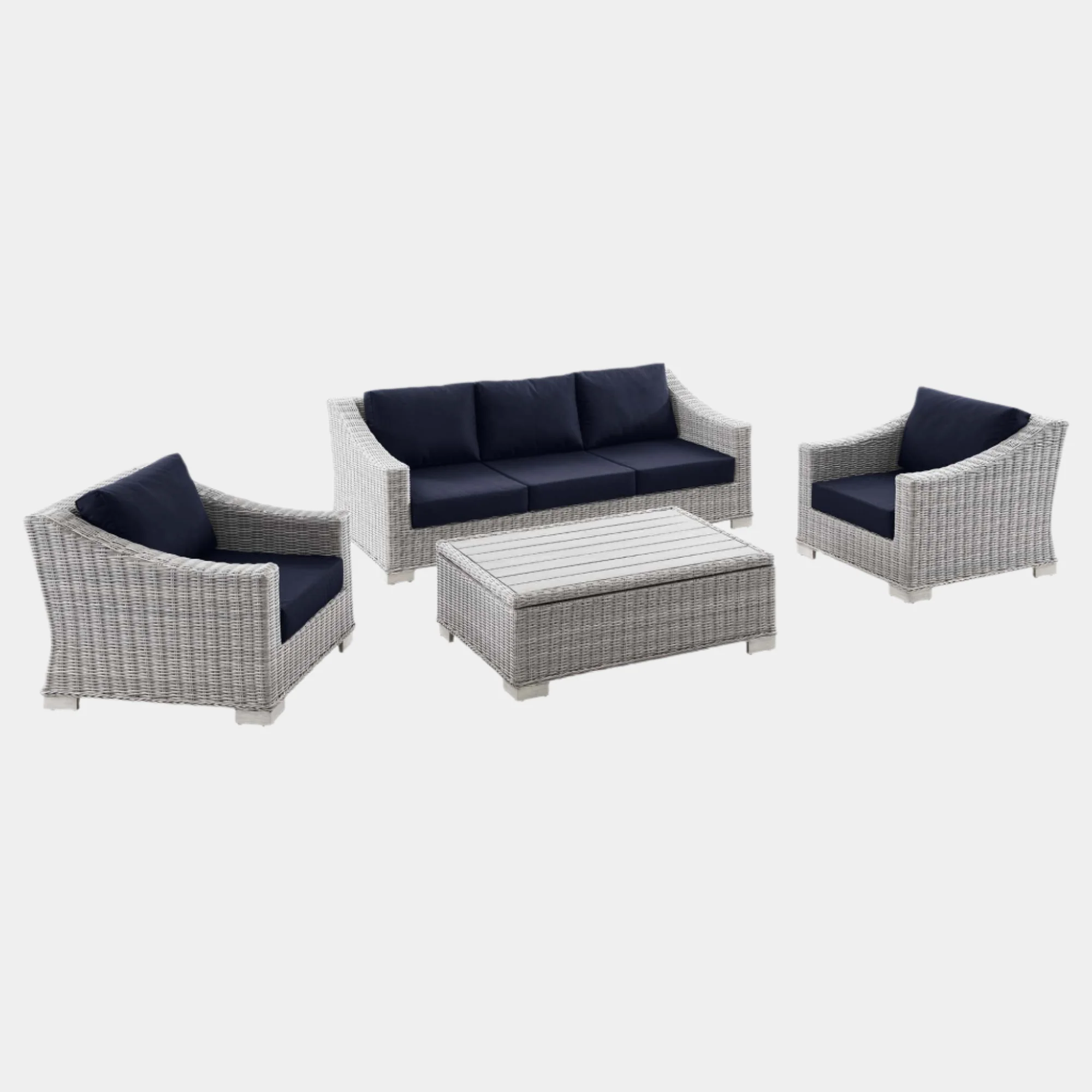 Conway 4-Piece Outdoor Patio Wicker Rattan Furniture Set - Image 32