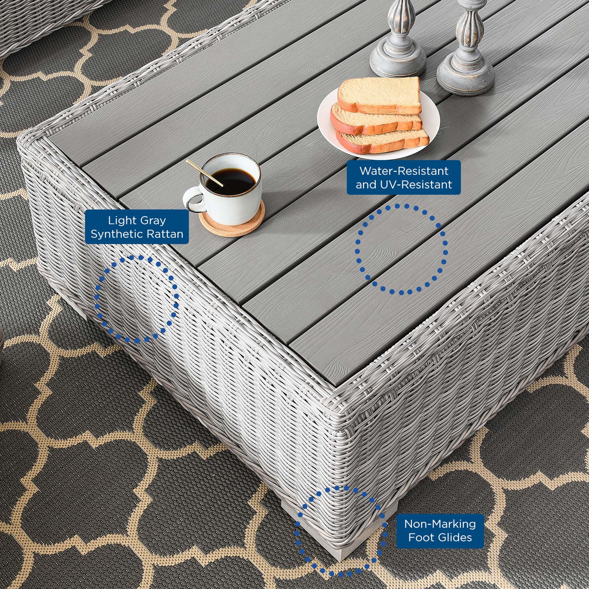 Conway 4-Piece Outdoor Patio Wicker Rattan Furniture Set - Image 46