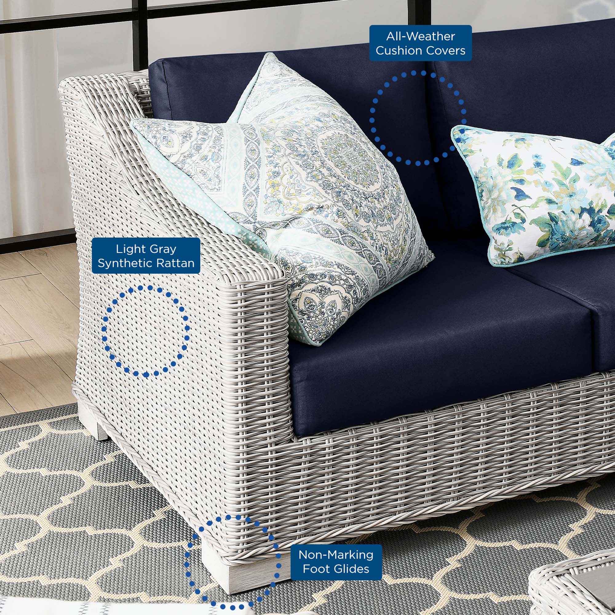 Conway 4-Piece Outdoor Patio Wicker Rattan Furniture Set - Image 47