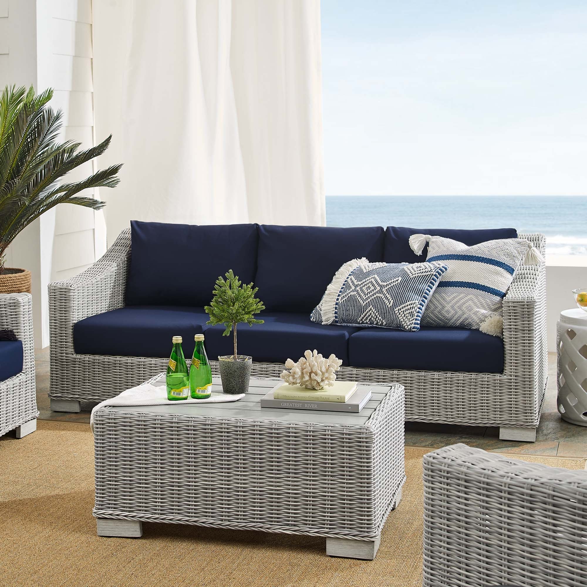 Conway 4-Piece Sunbrella® Outdoor Patio Wicker Rattan Furniture Set - Image 17