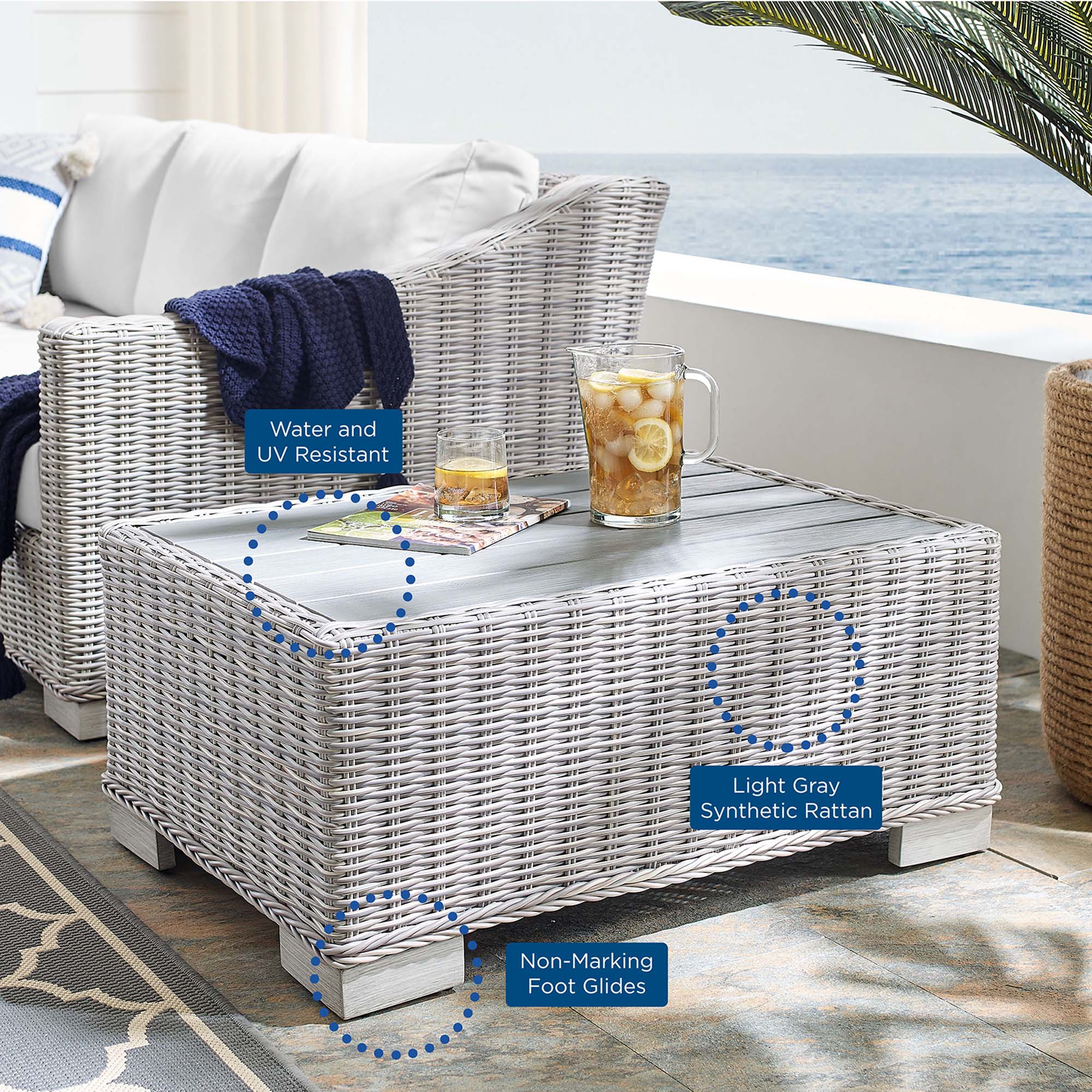 Conway 4-Piece Sunbrella® Outdoor Patio Wicker Rattan Furniture Set - Image 27