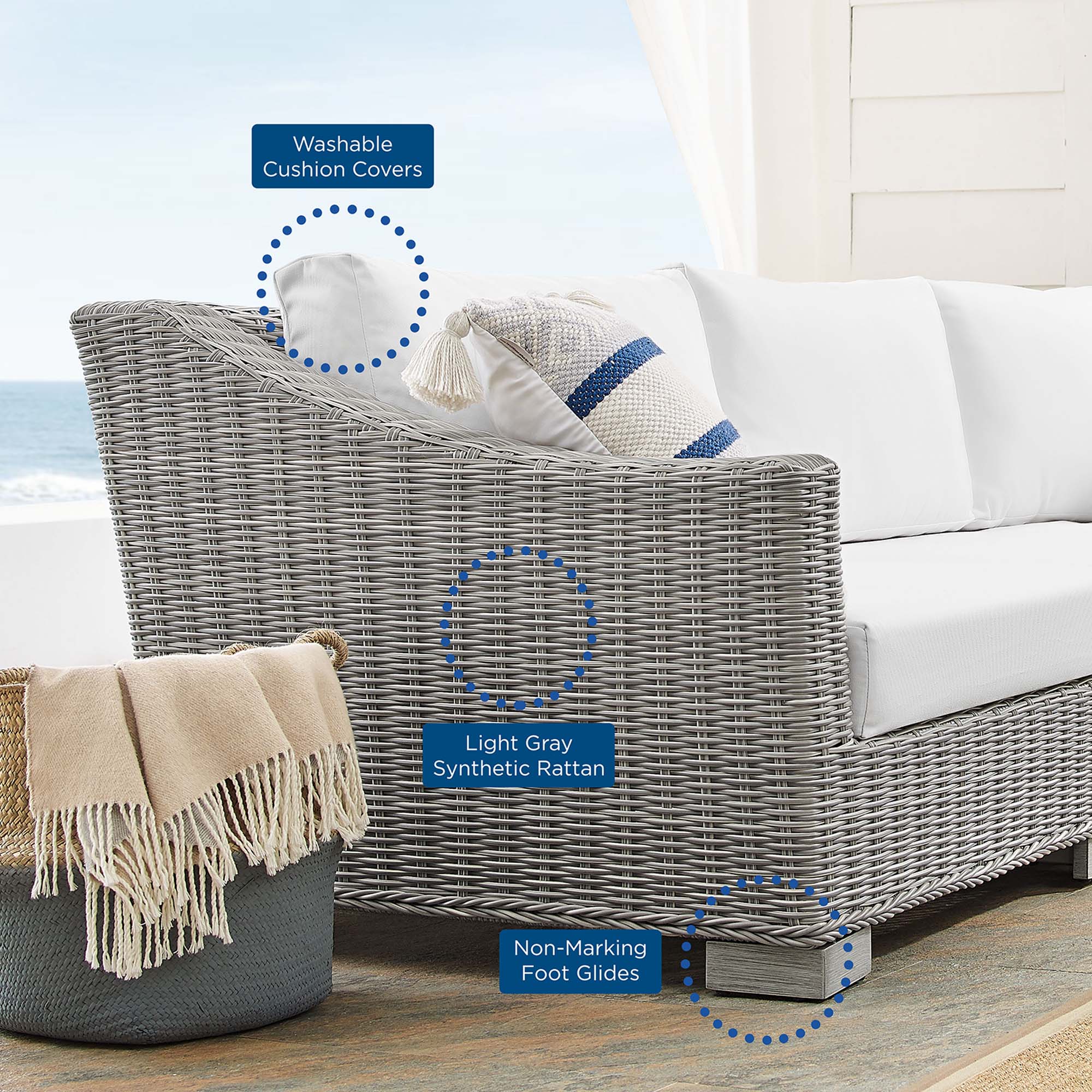Conway 4-Piece Sunbrella® Outdoor Patio Wicker Rattan Furniture Set - Image 40
