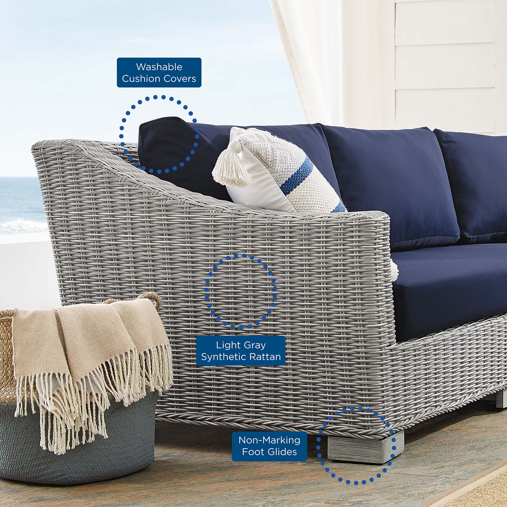Conway 4-Piece Sunbrella® Outdoor Patio Wicker Rattan Furniture Set - Image 11