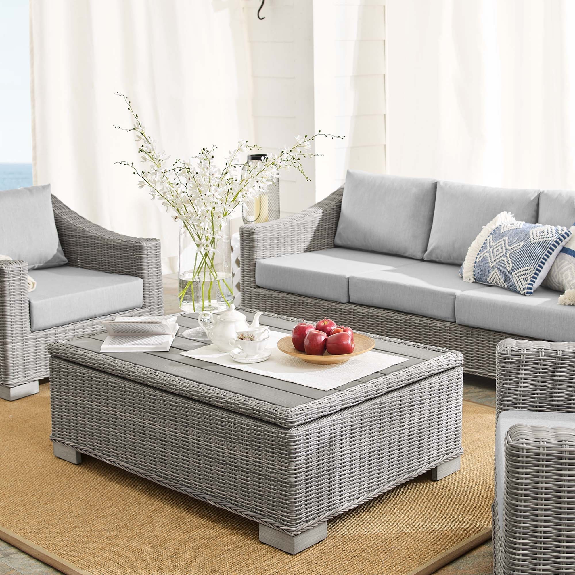 Conway 4-Piece Sunbrella® Outdoor Patio Wicker Rattan Furniture Set - Image 17
