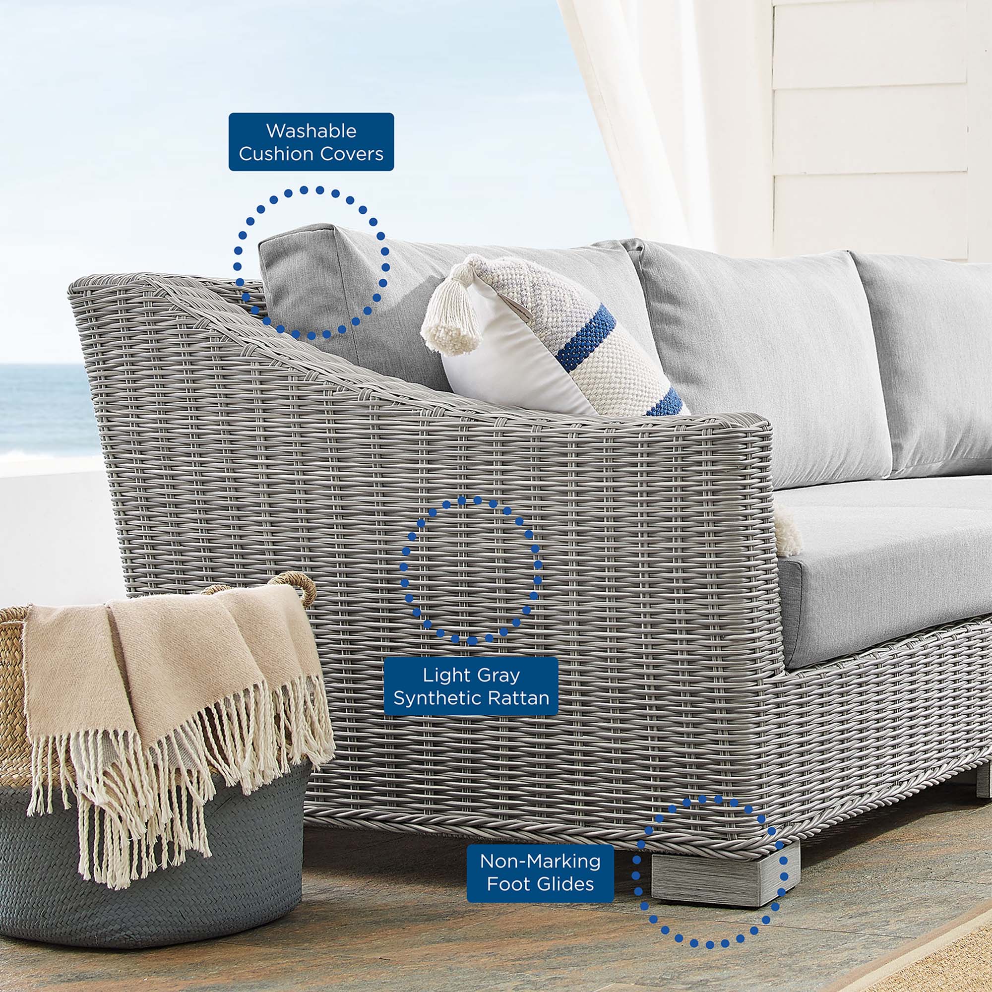 Conway 4-Piece Sunbrella® Outdoor Patio Wicker Rattan Furniture Set - Image 25