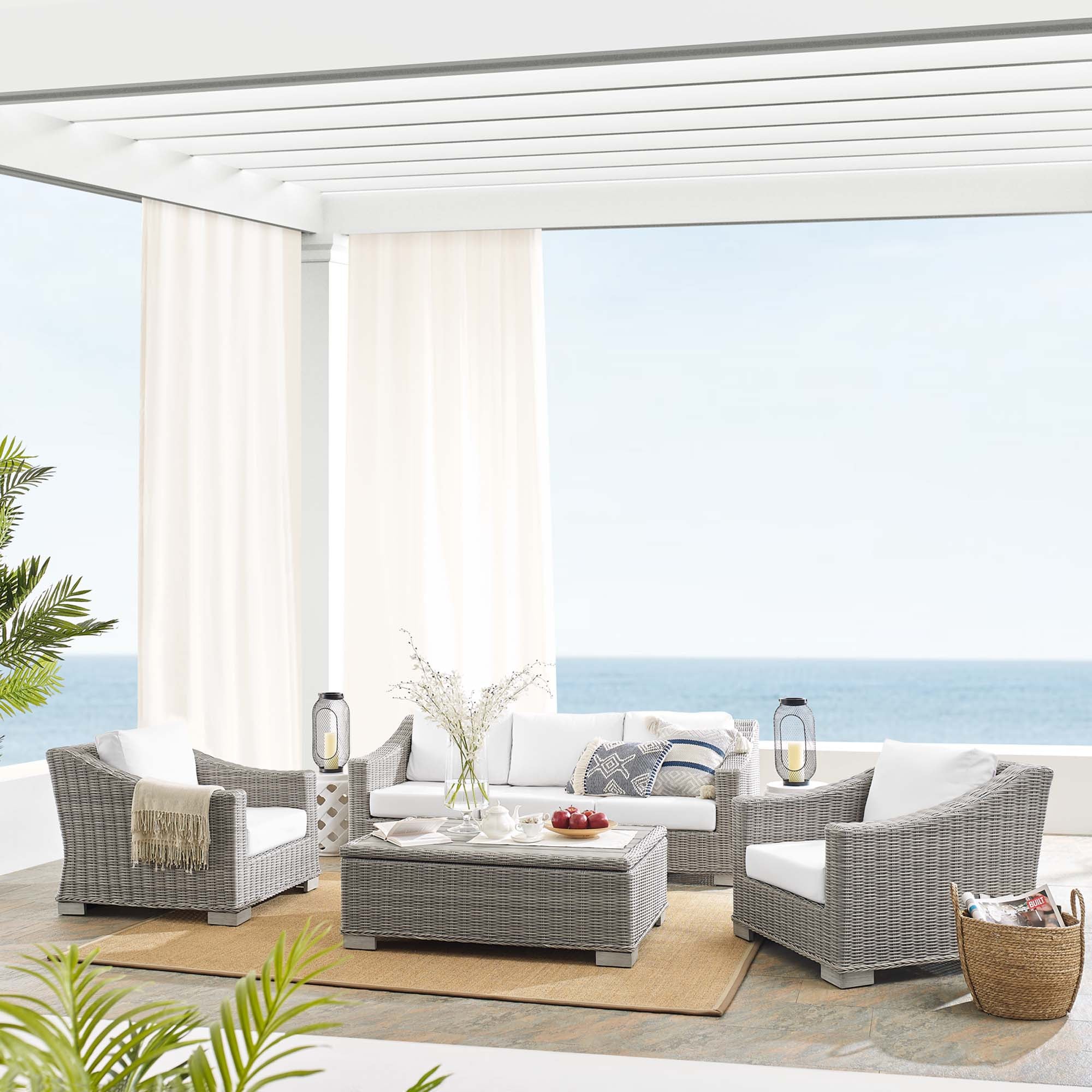 Conway 4-Piece Sunbrella® Outdoor Patio Wicker Rattan Furniture Set - Image 30