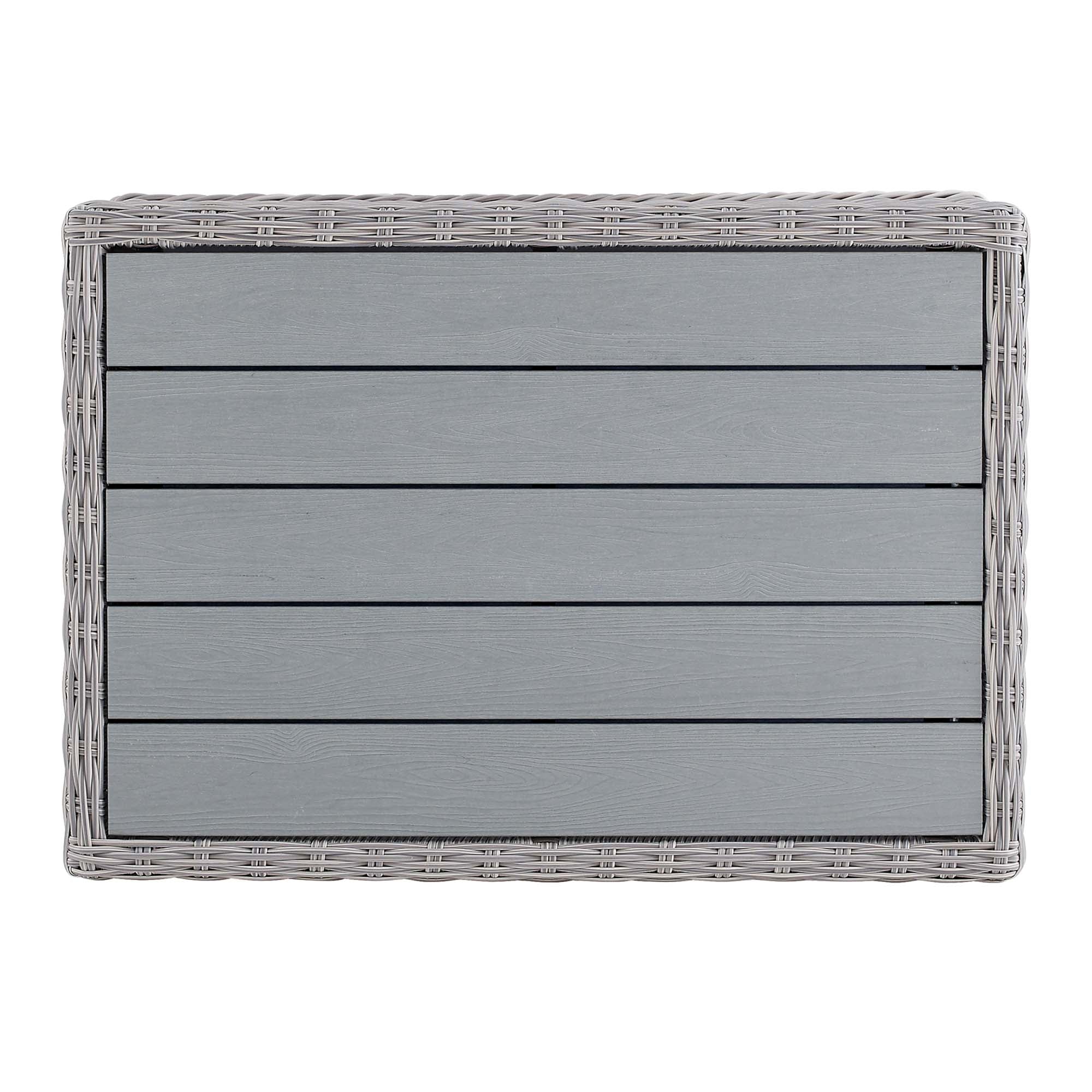 Conway 45" Outdoor Patio Wicker Rattan Coffee Table in Light Gray - Image 8