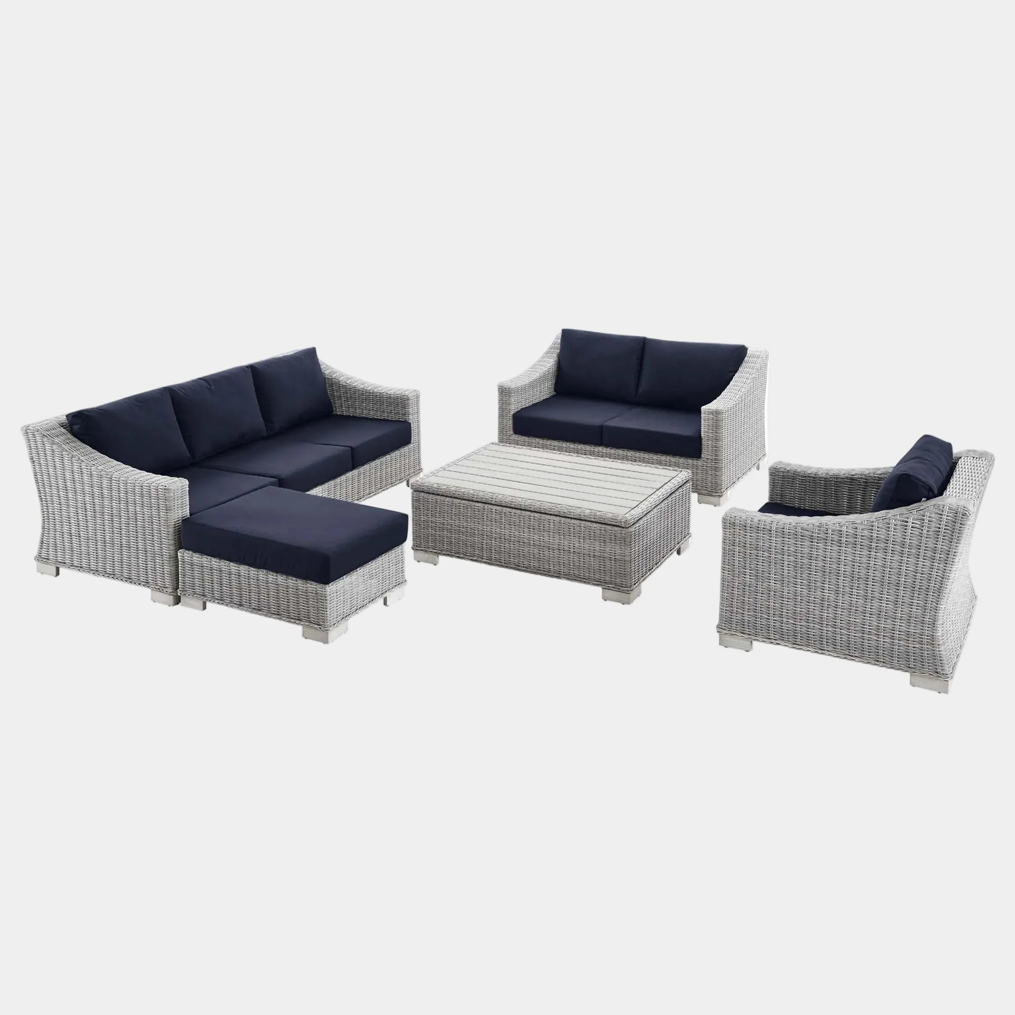 Conway 5-Piece Outdoor Patio Wicker Rattan Furniture Set - Image 20