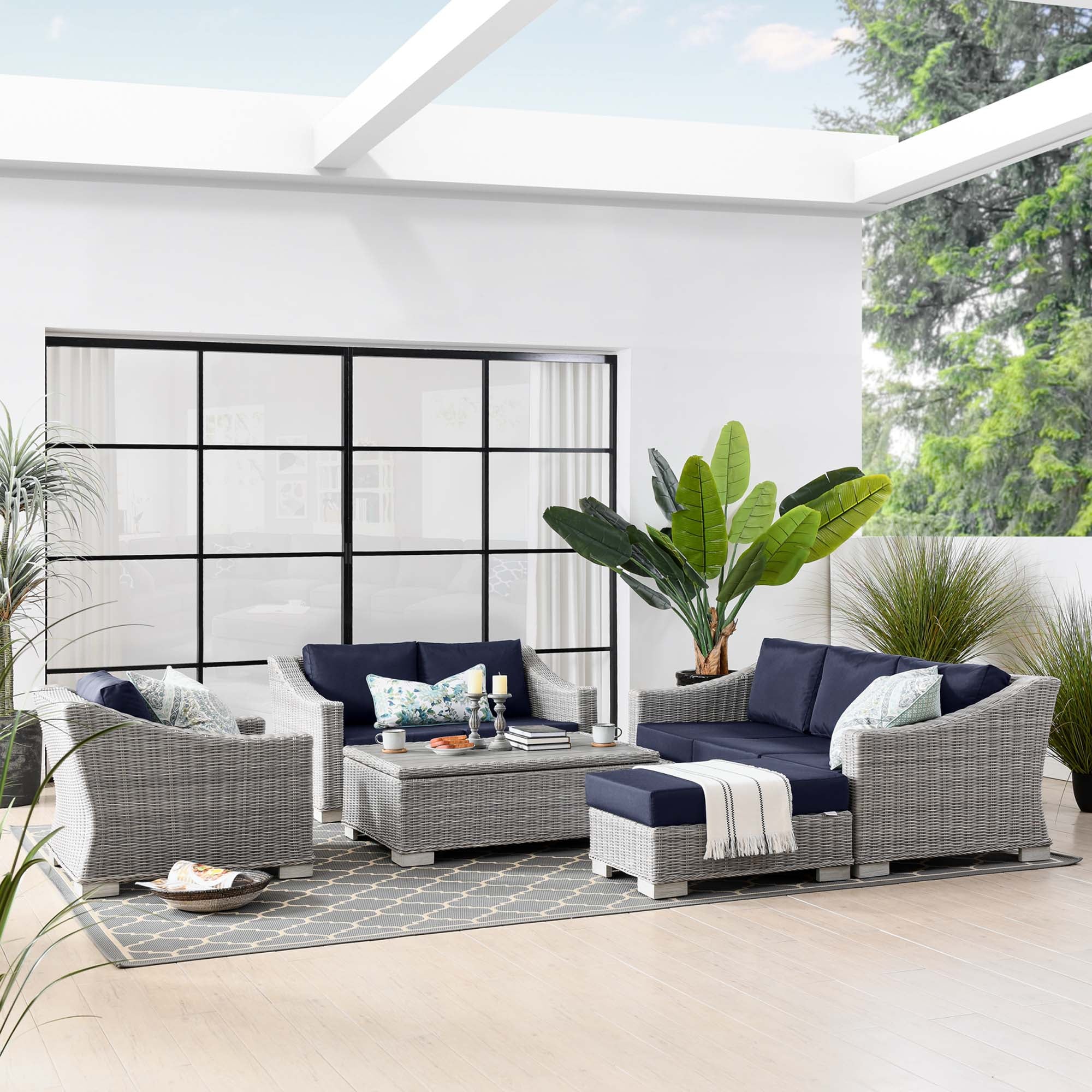Conway 5-Piece Outdoor Patio Wicker Rattan Furniture Set - Image 21
