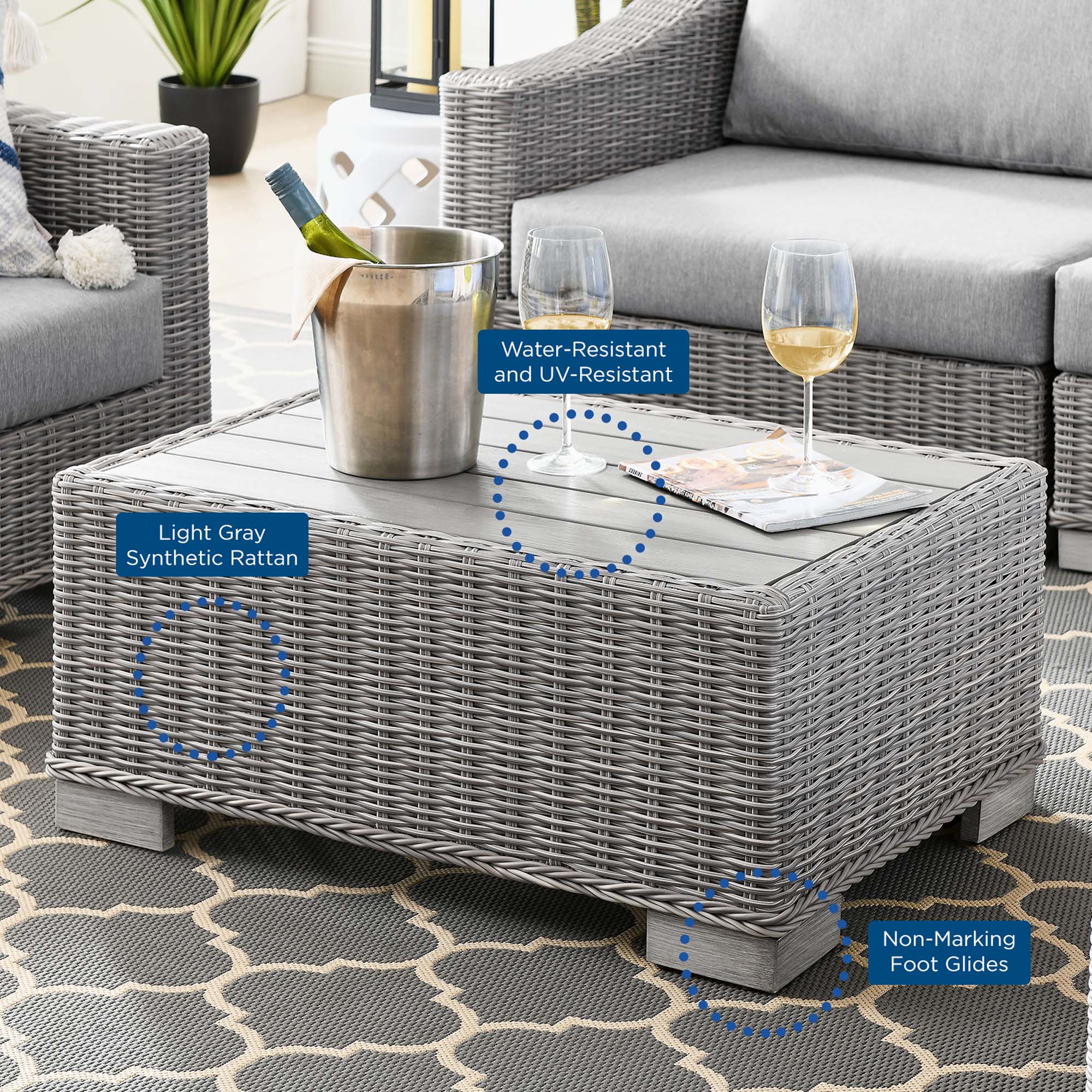 Conway 5-Piece Outdoor Patio Wicker Rattan Furniture Set - Image 16