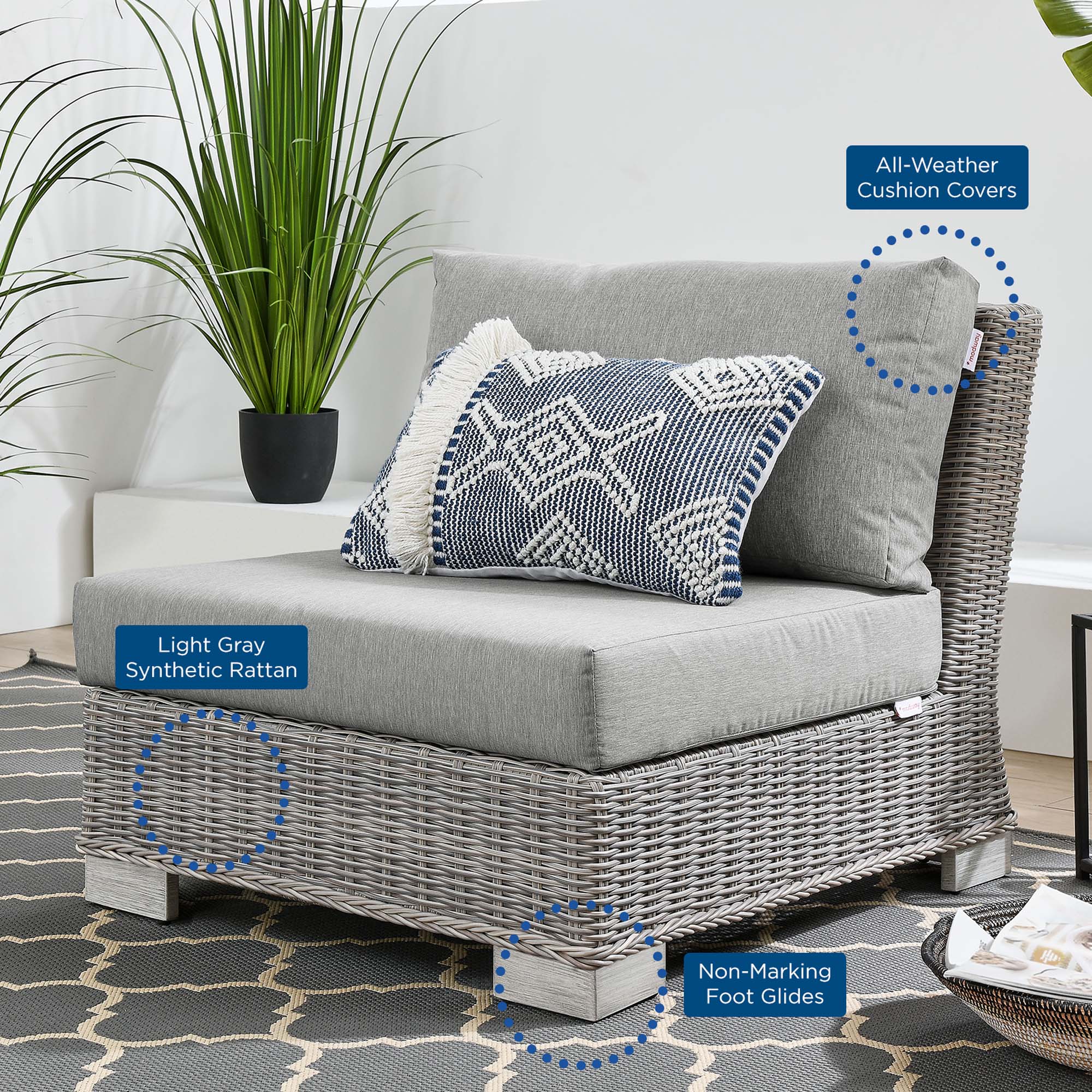 Conway 5-Piece Outdoor Patio Wicker Rattan Furniture Set - Image 17