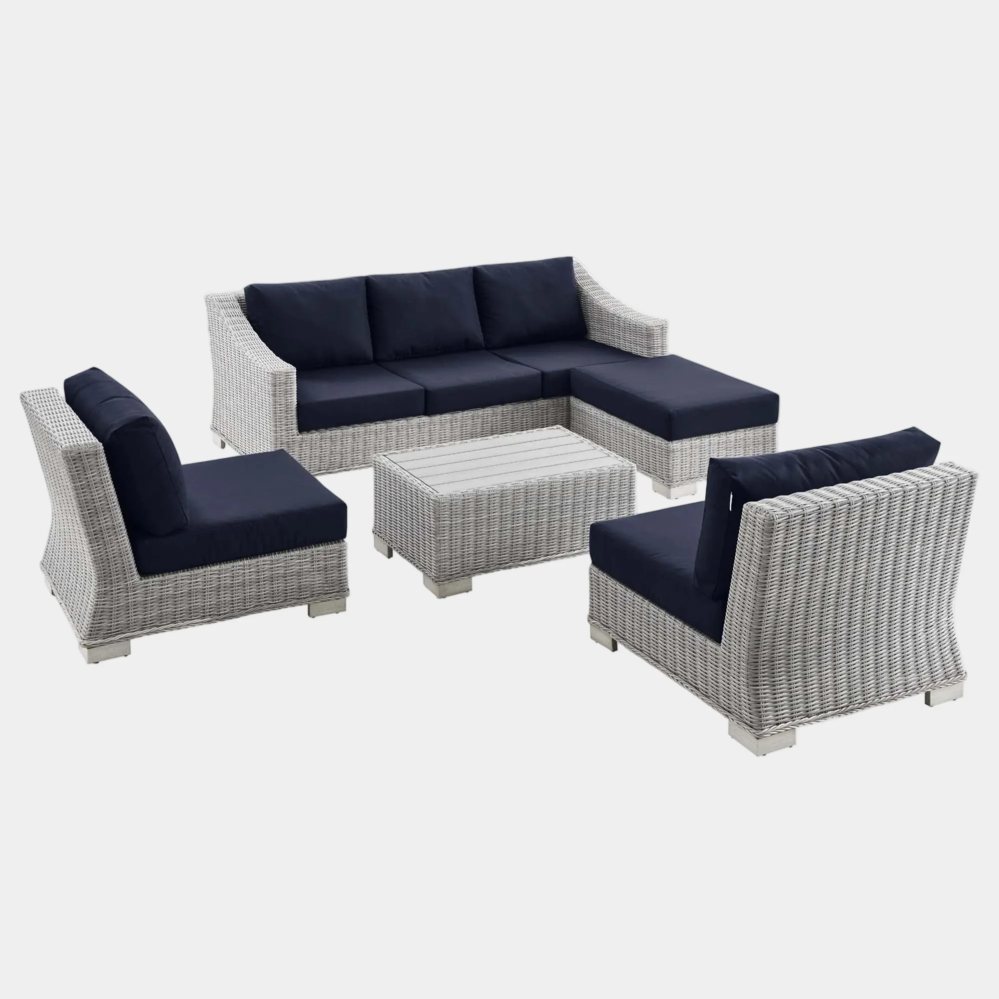 Conway 5-Piece Outdoor Patio Wicker Rattan Furniture Set - Image 19