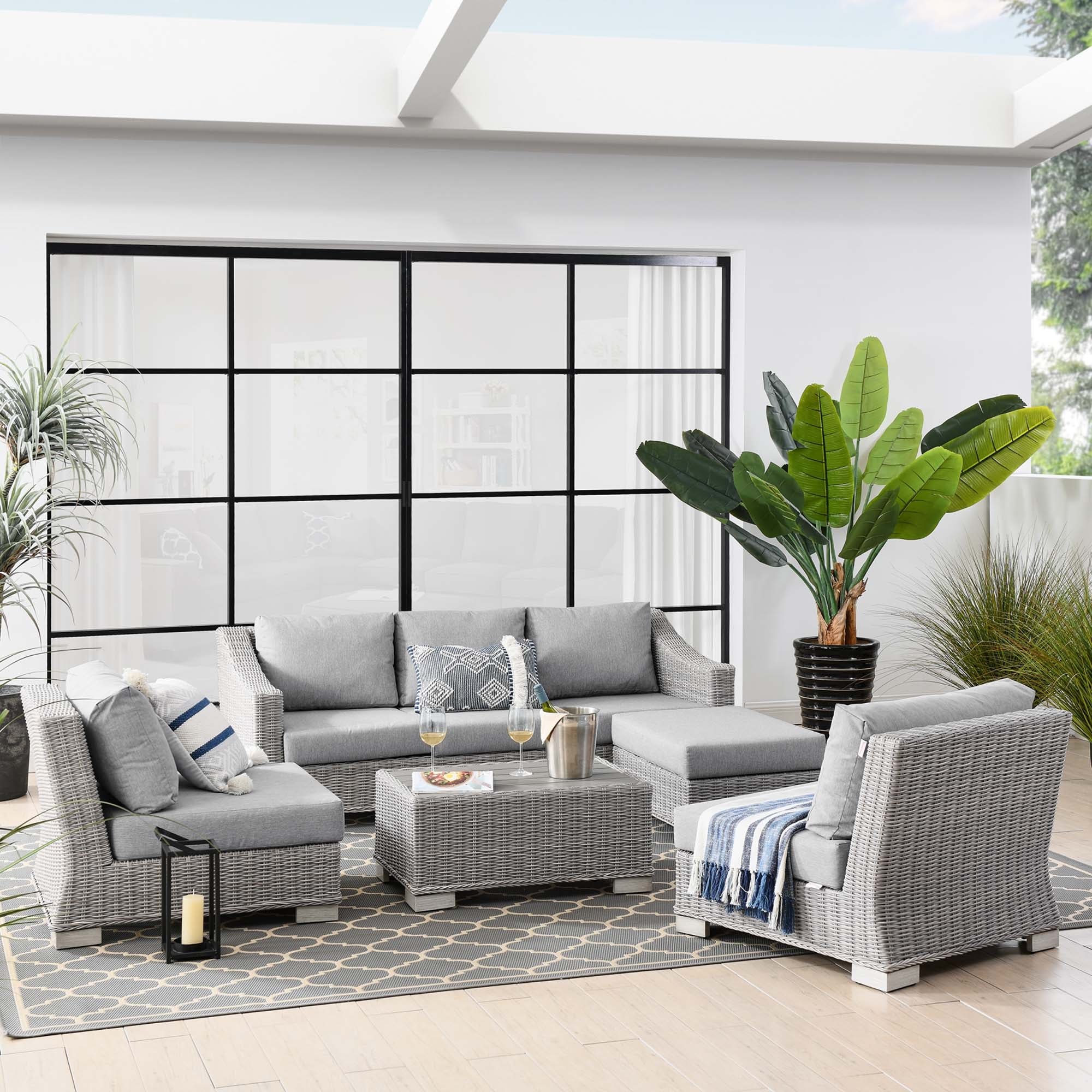 Conway 5-Piece Outdoor Patio Wicker Rattan Furniture Set - Image 2