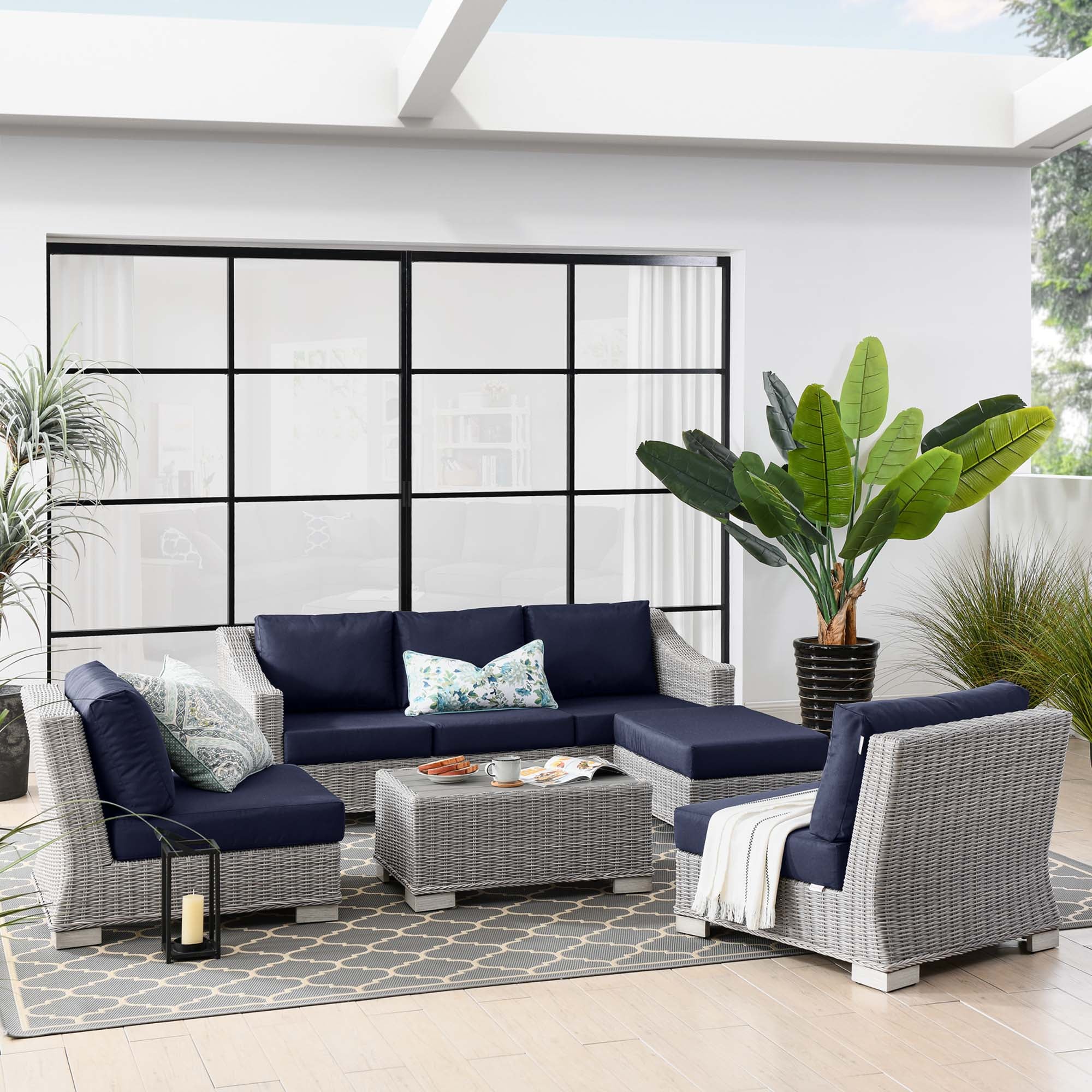 Conway 5-Piece Outdoor Patio Wicker Rattan Furniture Set - Image 20