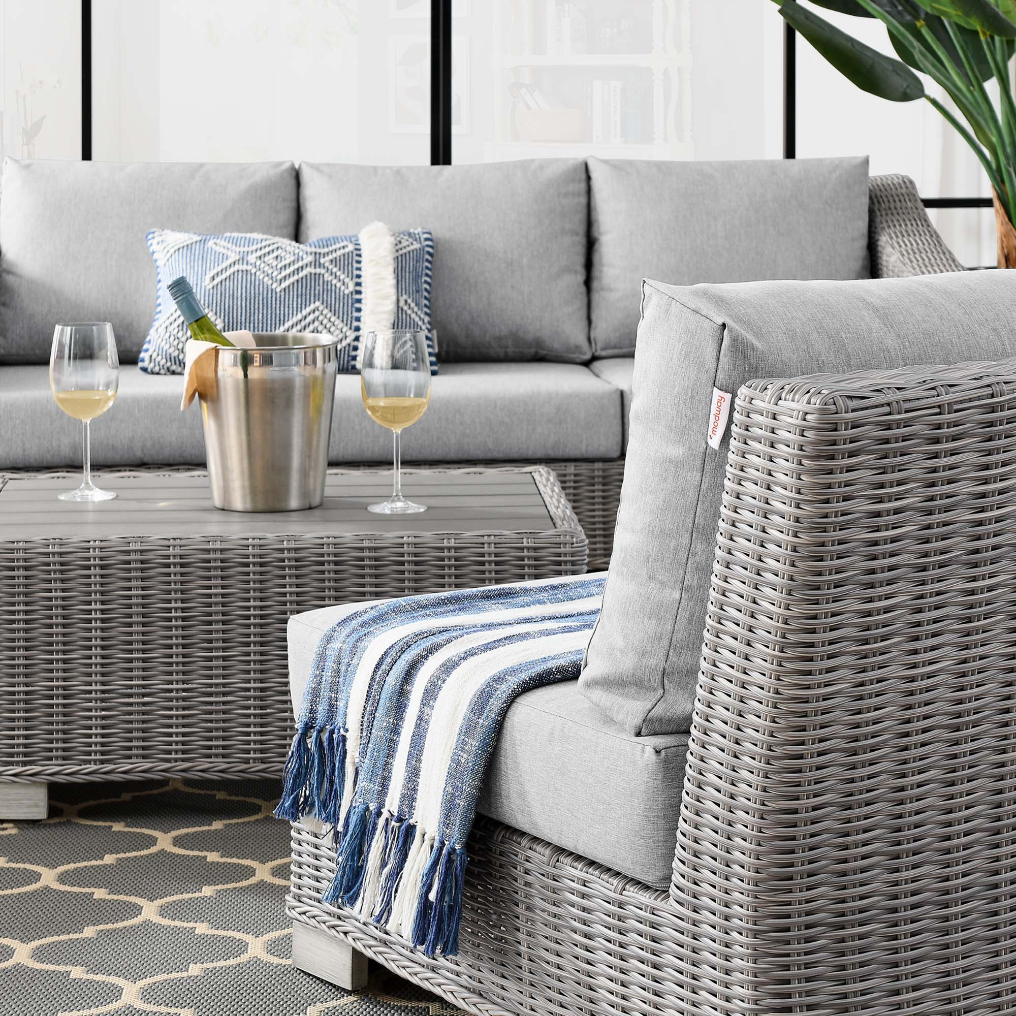 Conway 5-Piece Outdoor Patio Wicker Rattan Furniture Set - Image 3