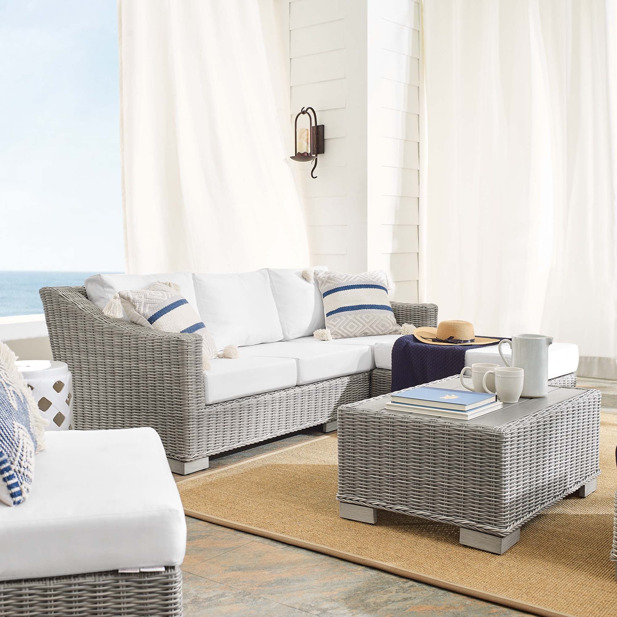 Conway 5-Piece Sunbrella® Outdoor Patio Wicker Rattan Furniture Set - Image 11