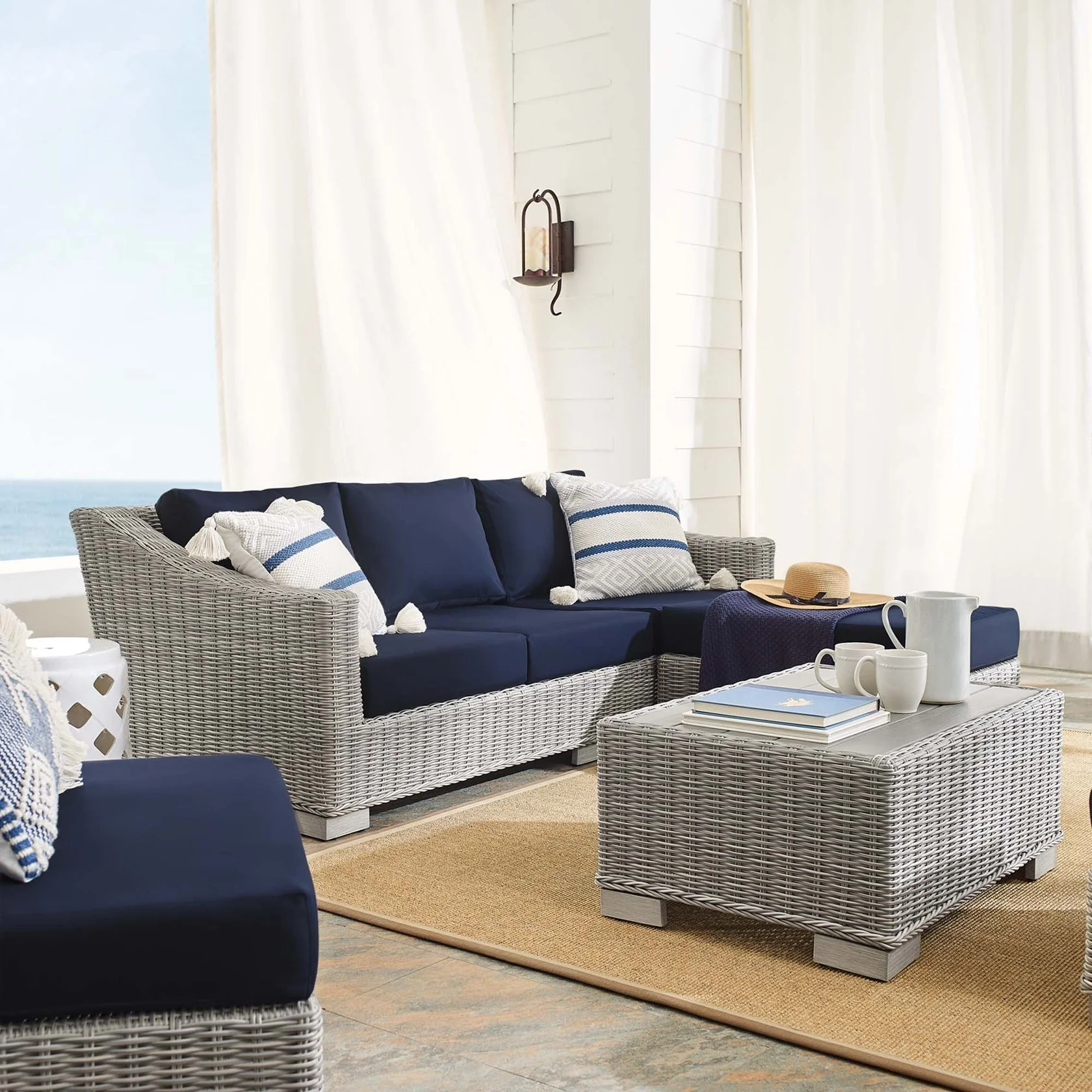 Conway 5-Piece Sunbrella® Outdoor Patio Wicker Rattan Furniture Set - Image 3