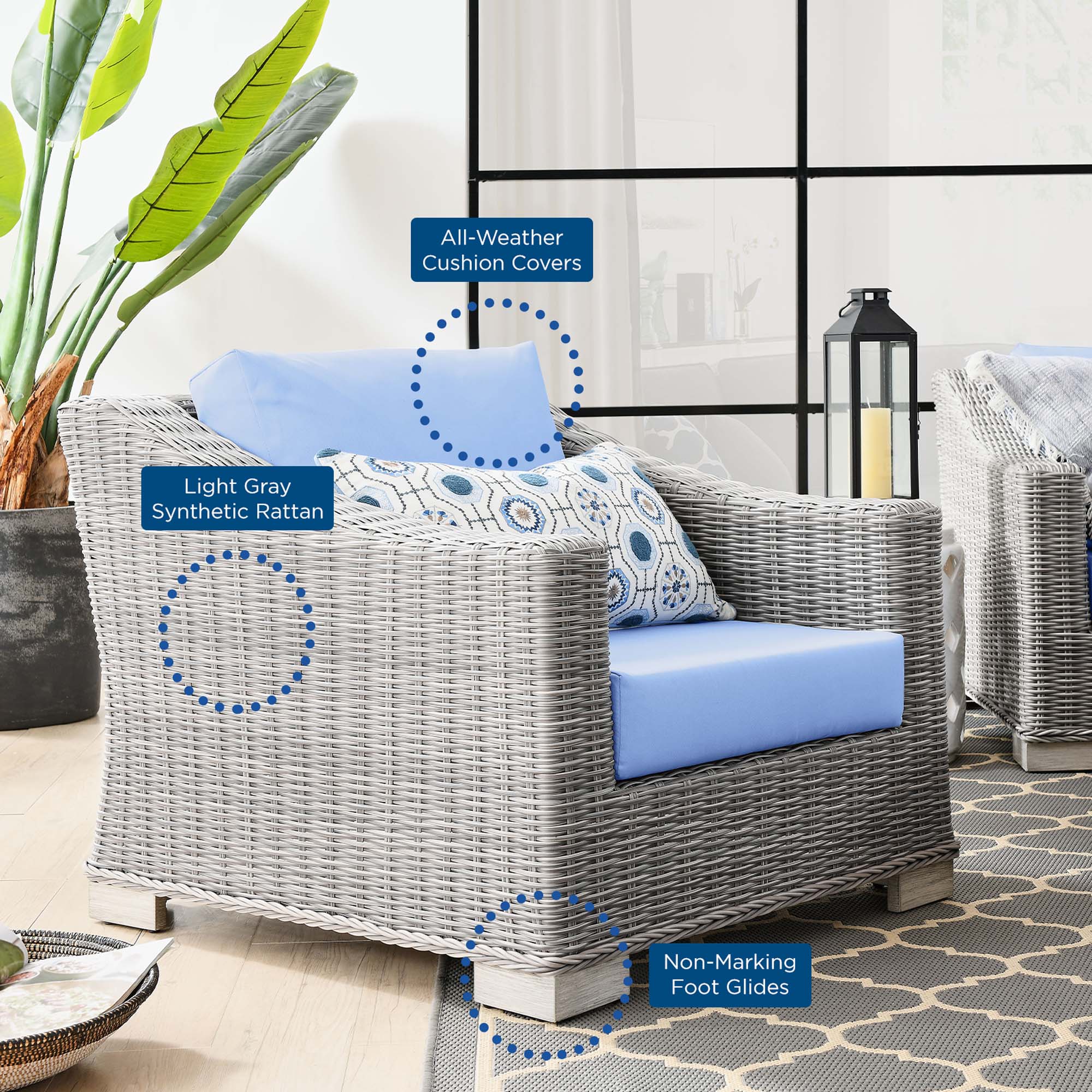 Conway Outdoor Patio Wicker Rattan Armchair - Image 16