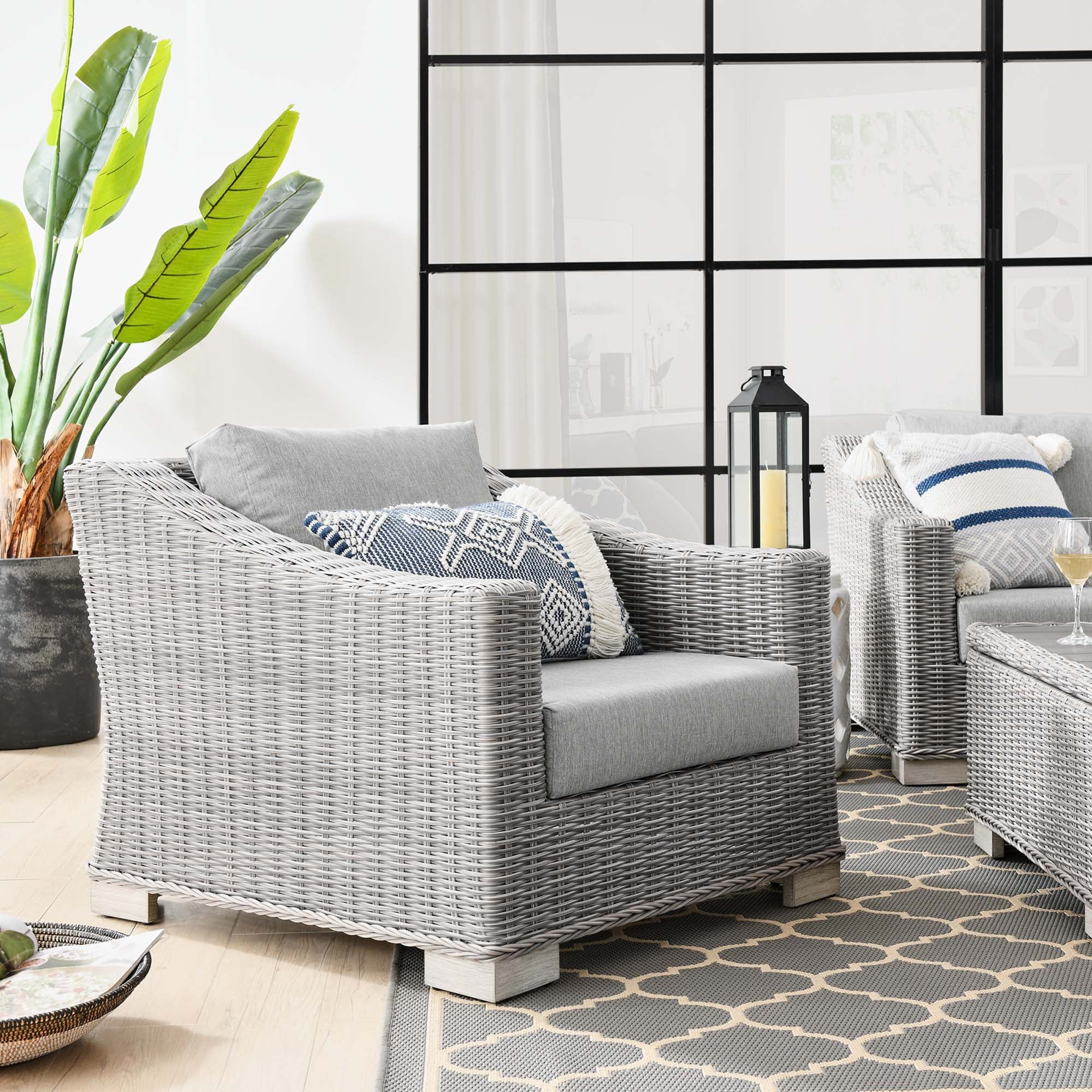 Conway Outdoor Patio Wicker Rattan Armchair - Image 2