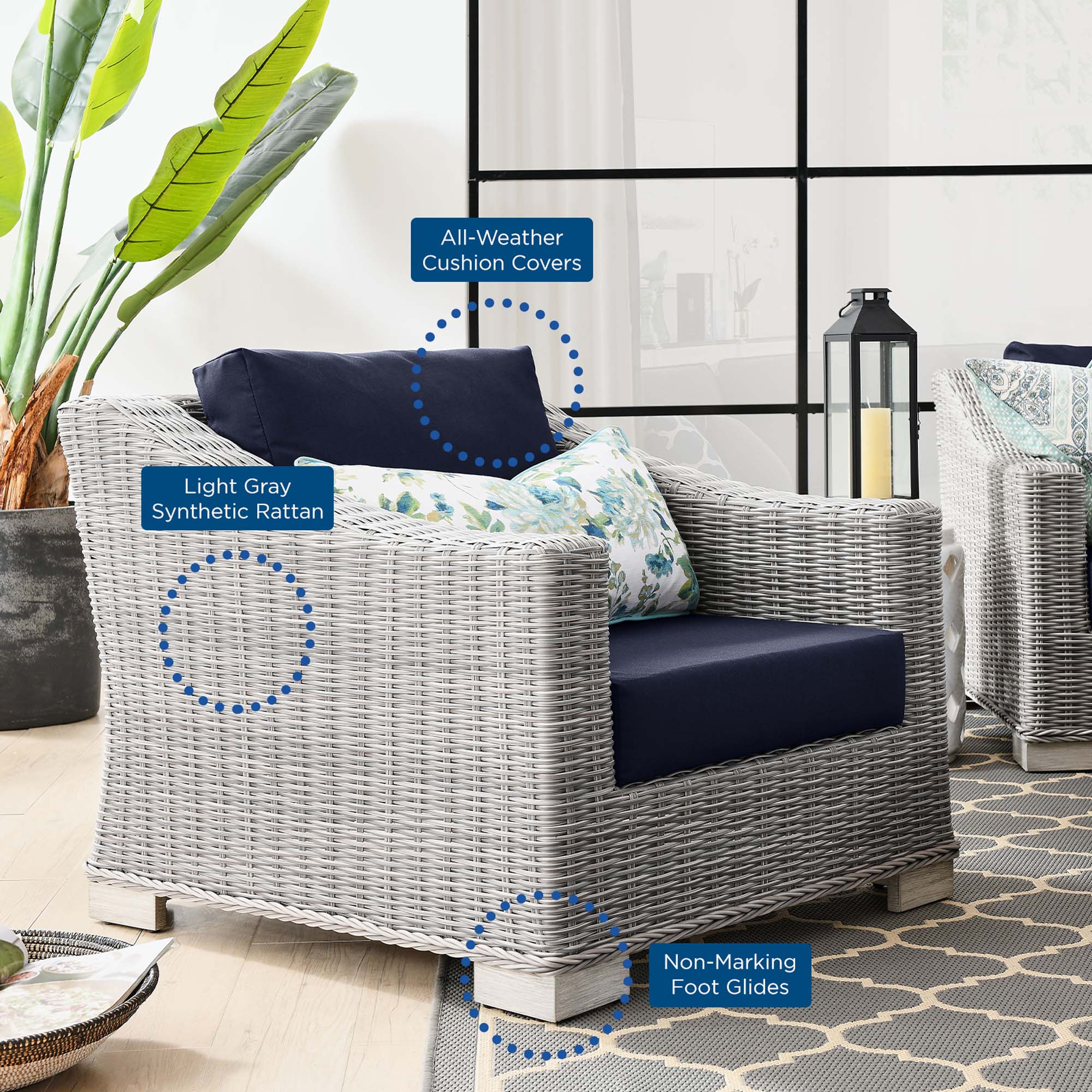 Conway Outdoor Patio Wicker Rattan Armchair - Image 24