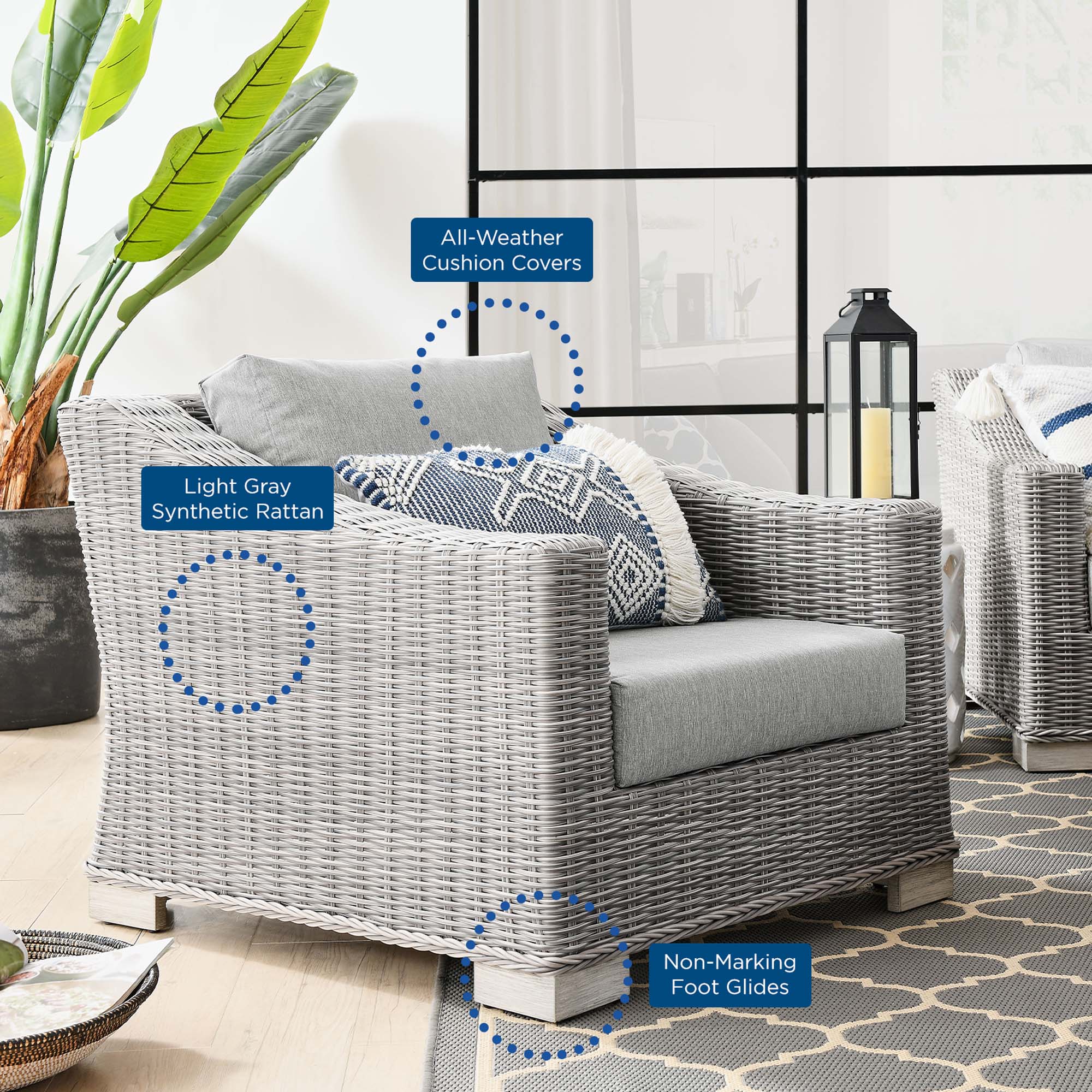 Conway Outdoor Patio Wicker Rattan Armchair - Image 8