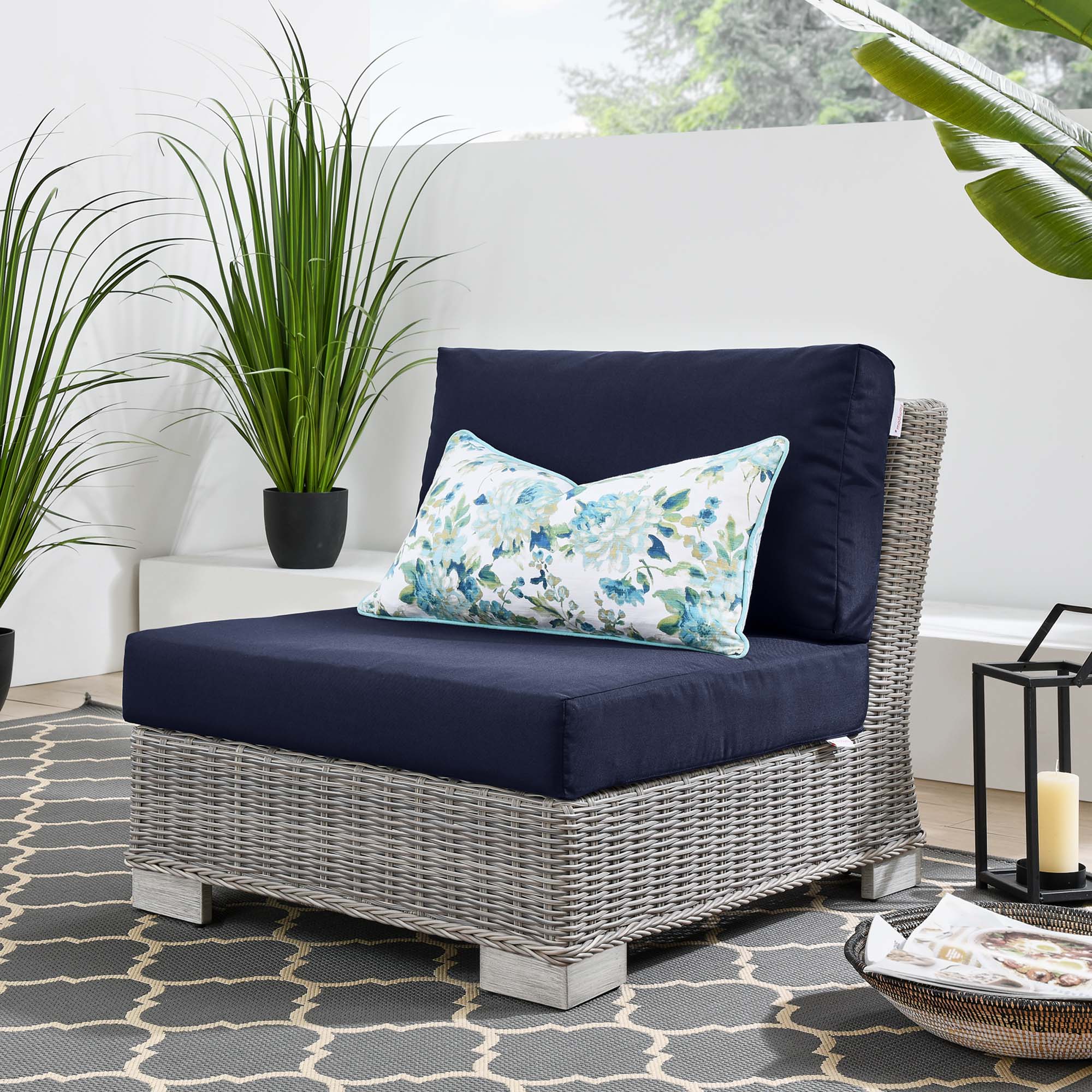 Conway Outdoor Patio Wicker Rattan Armless Chair - Image 16
