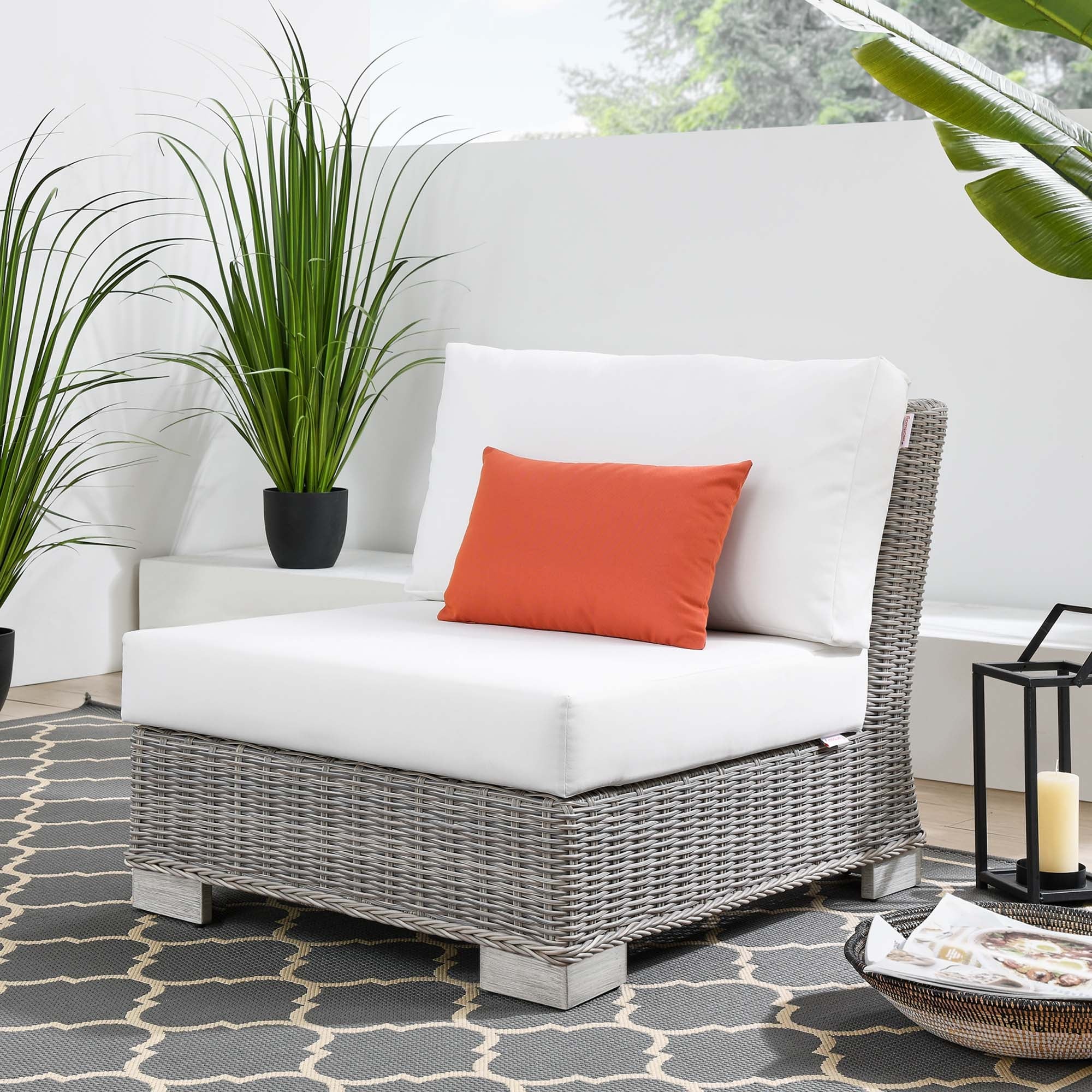 Conway Outdoor Patio Wicker Rattan Armless Chair - Image 23