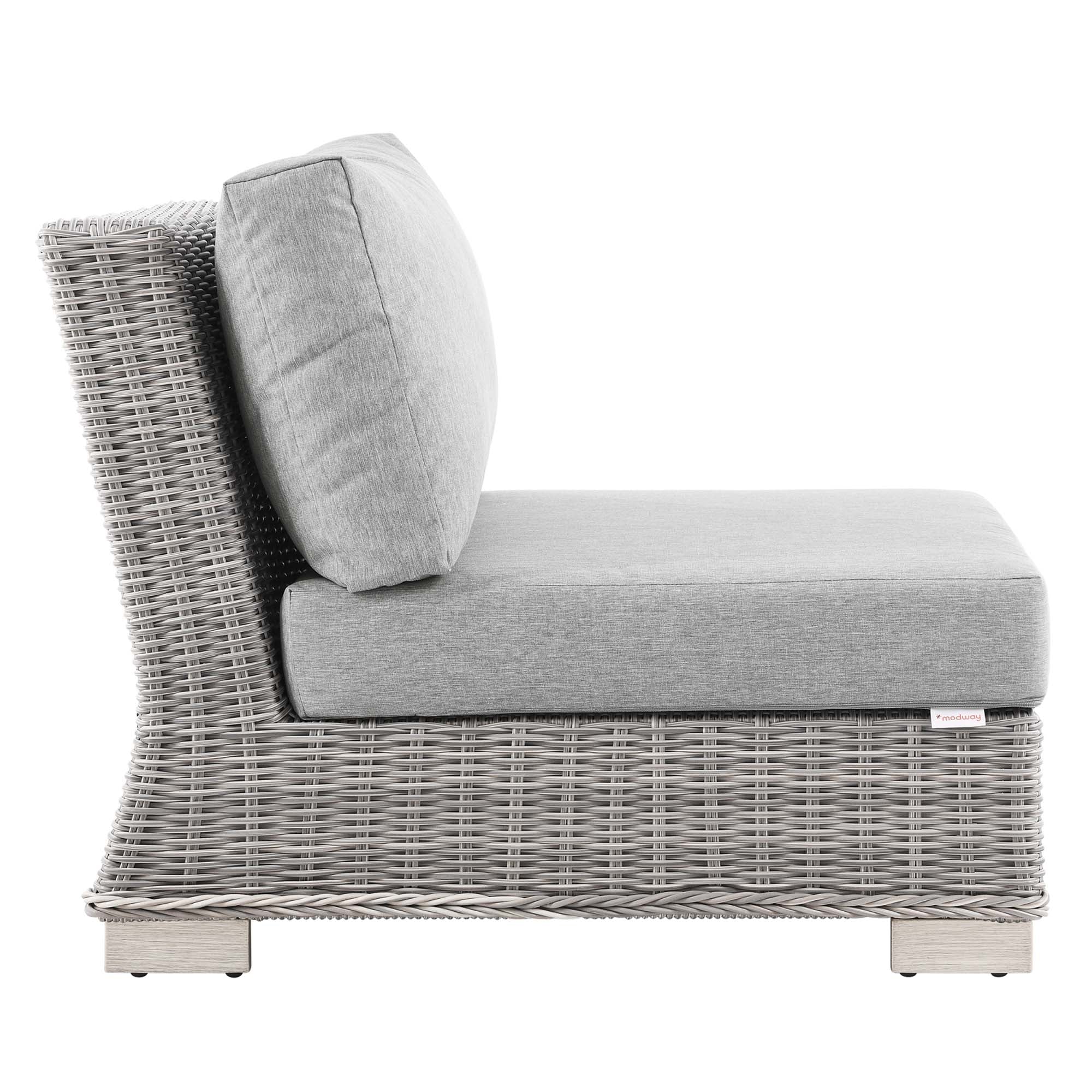 Conway Outdoor Patio Wicker Rattan Armless Chair - Image 4