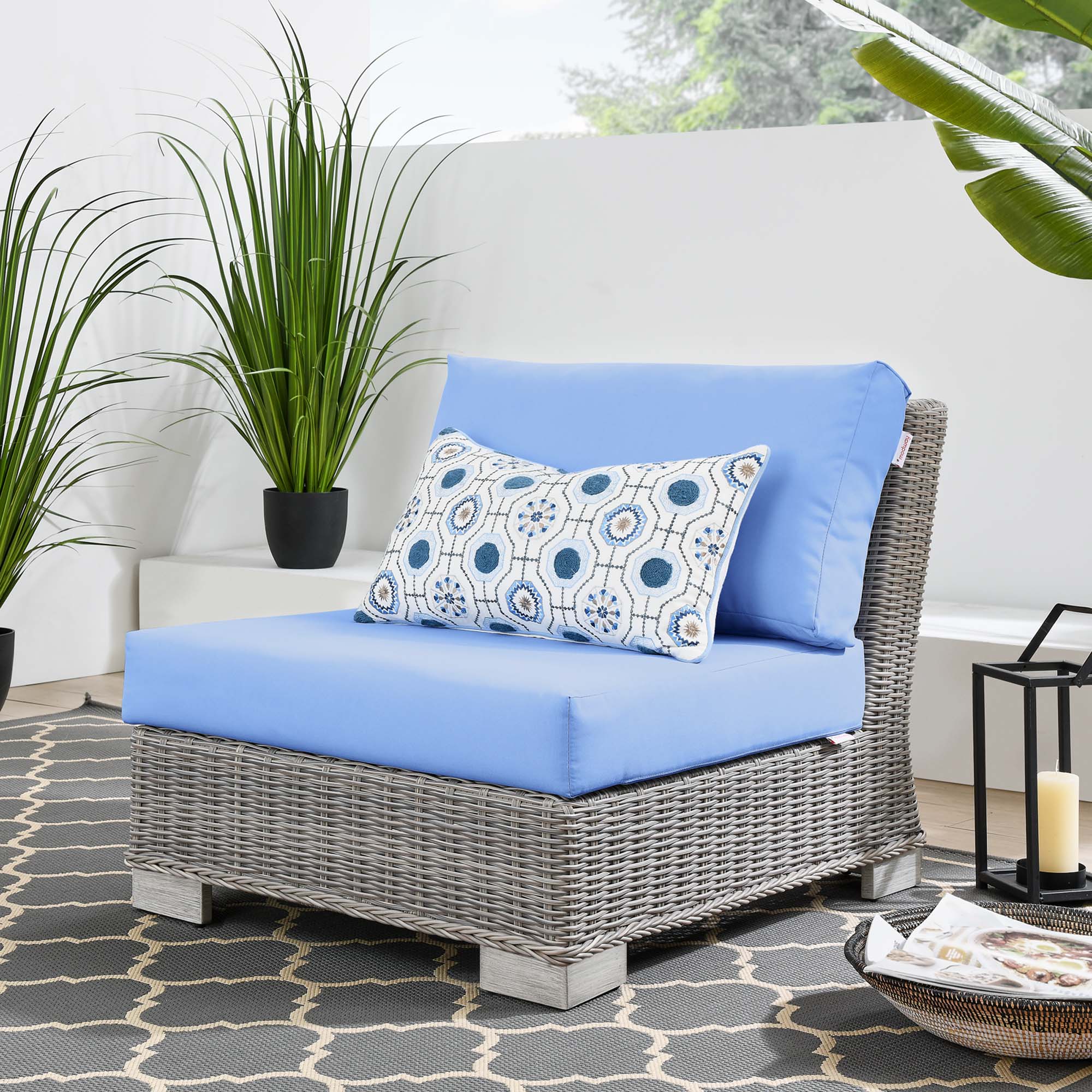 Conway Outdoor Patio Wicker Rattan Armless Chair - Image 9