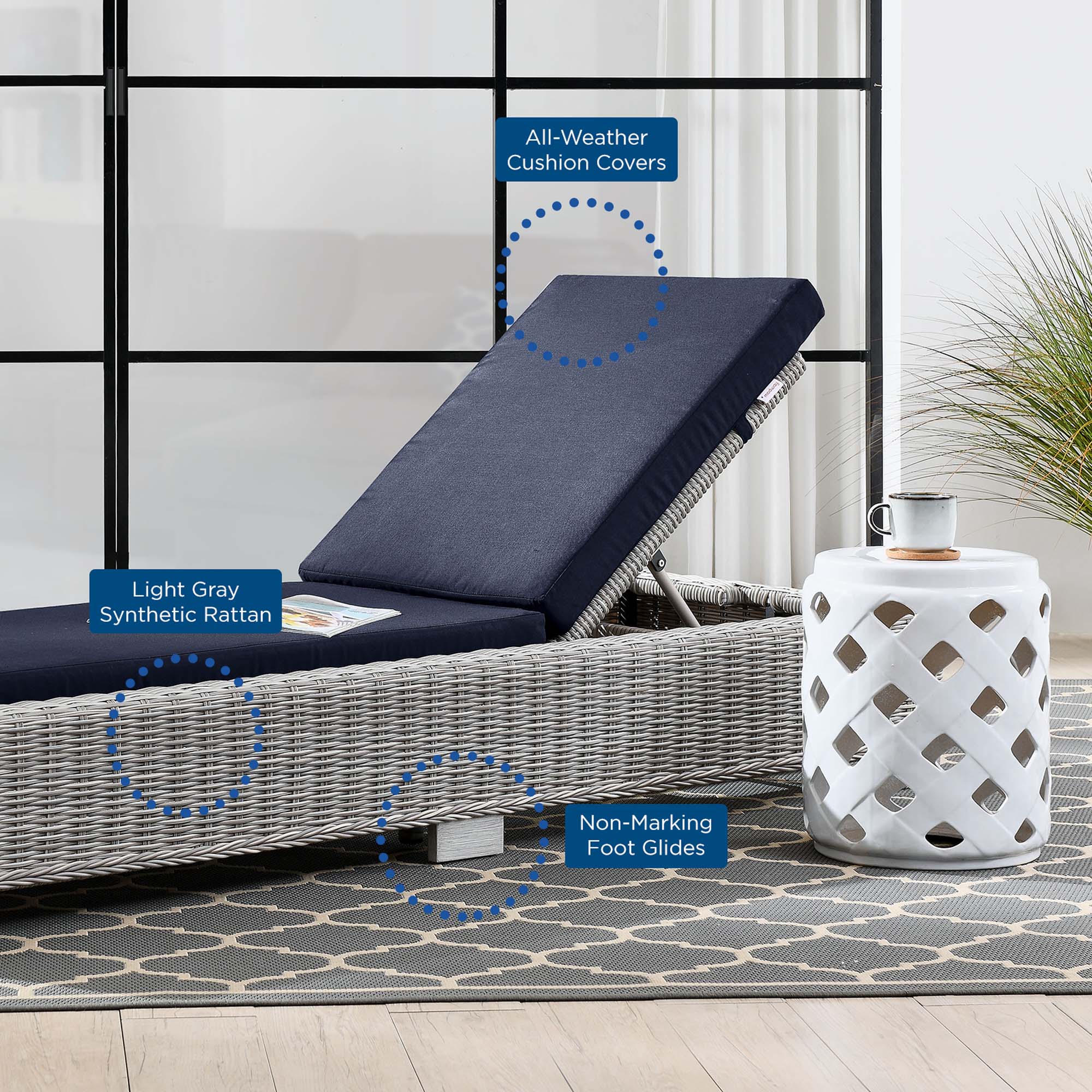 Conway Outdoor Patio Wicker Rattan Chaise Lounge - Image 18