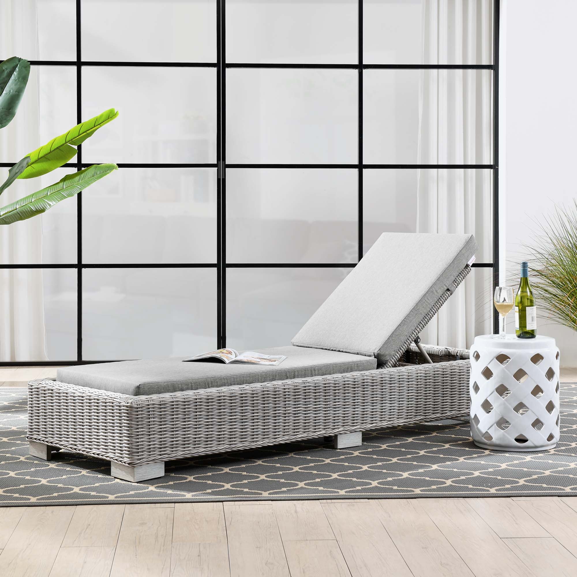 Conway Outdoor Patio Wicker Rattan Chaise Lounge - Image 2