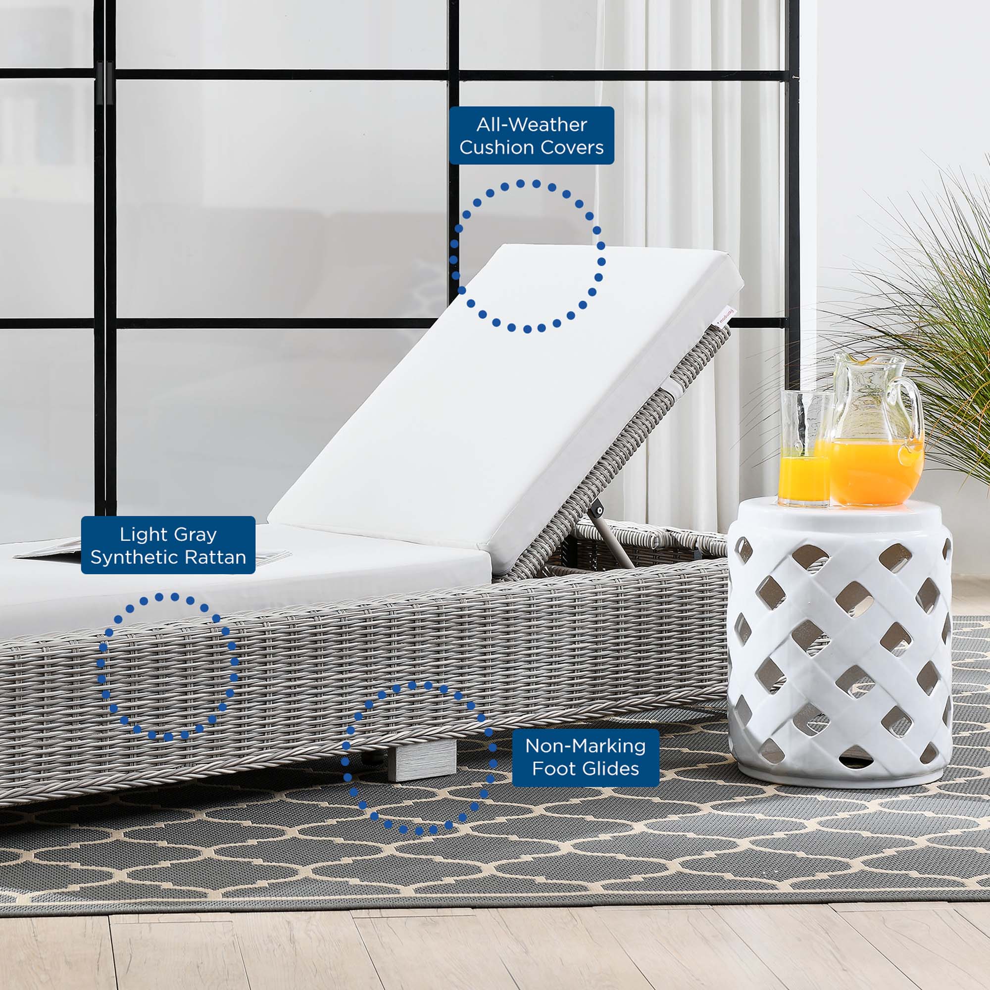 Conway Outdoor Patio Wicker Rattan Chaise Lounge - Image 27
