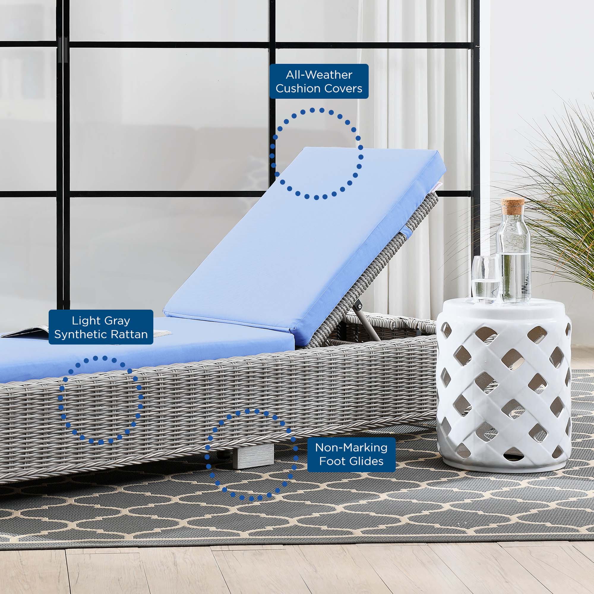 Conway Outdoor Patio Wicker Rattan Chaise Lounge - Image 36