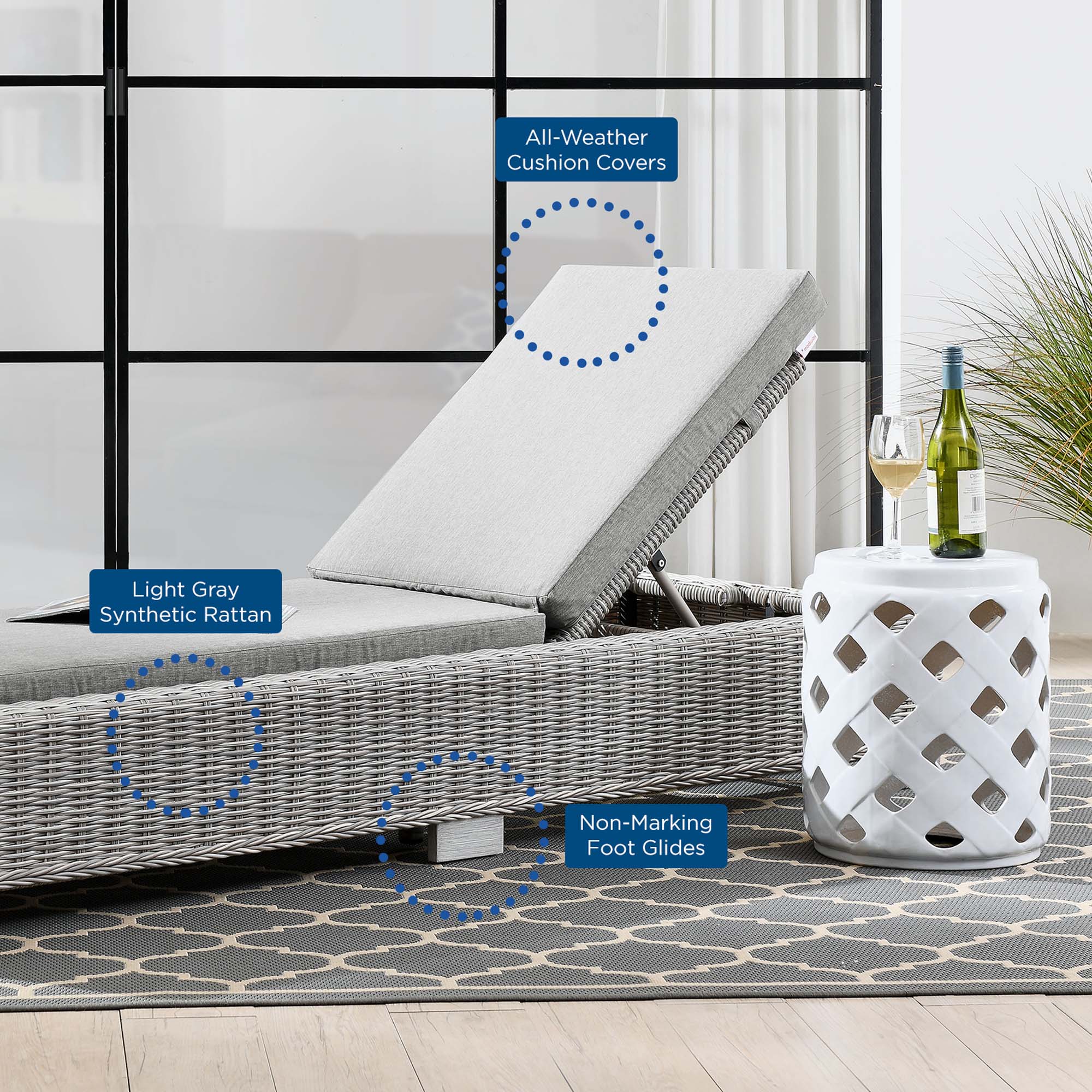 Conway Outdoor Patio Wicker Rattan Chaise Lounge - Image 9