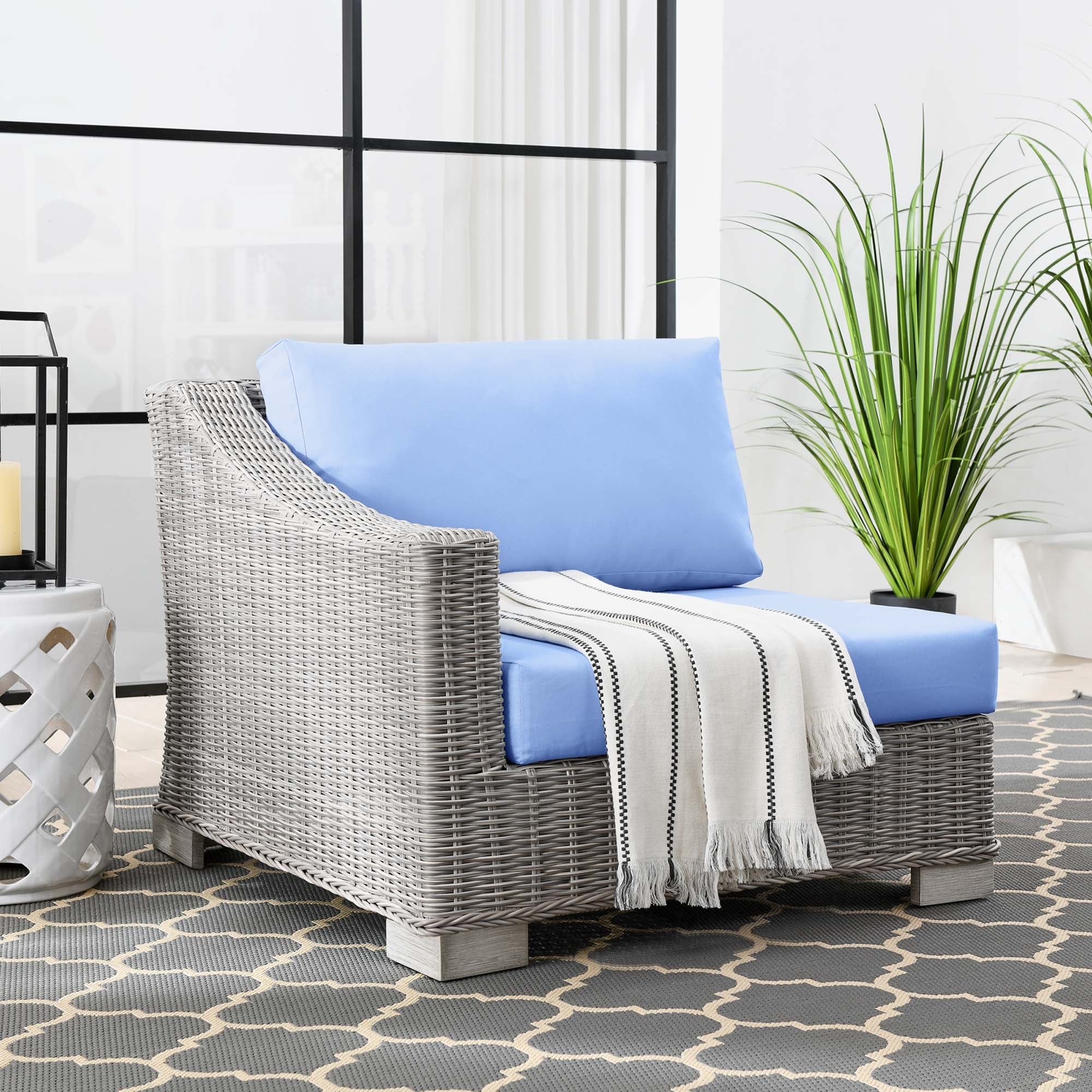 Conway Outdoor Patio Wicker Rattan Left-Arm Chair - Image 10