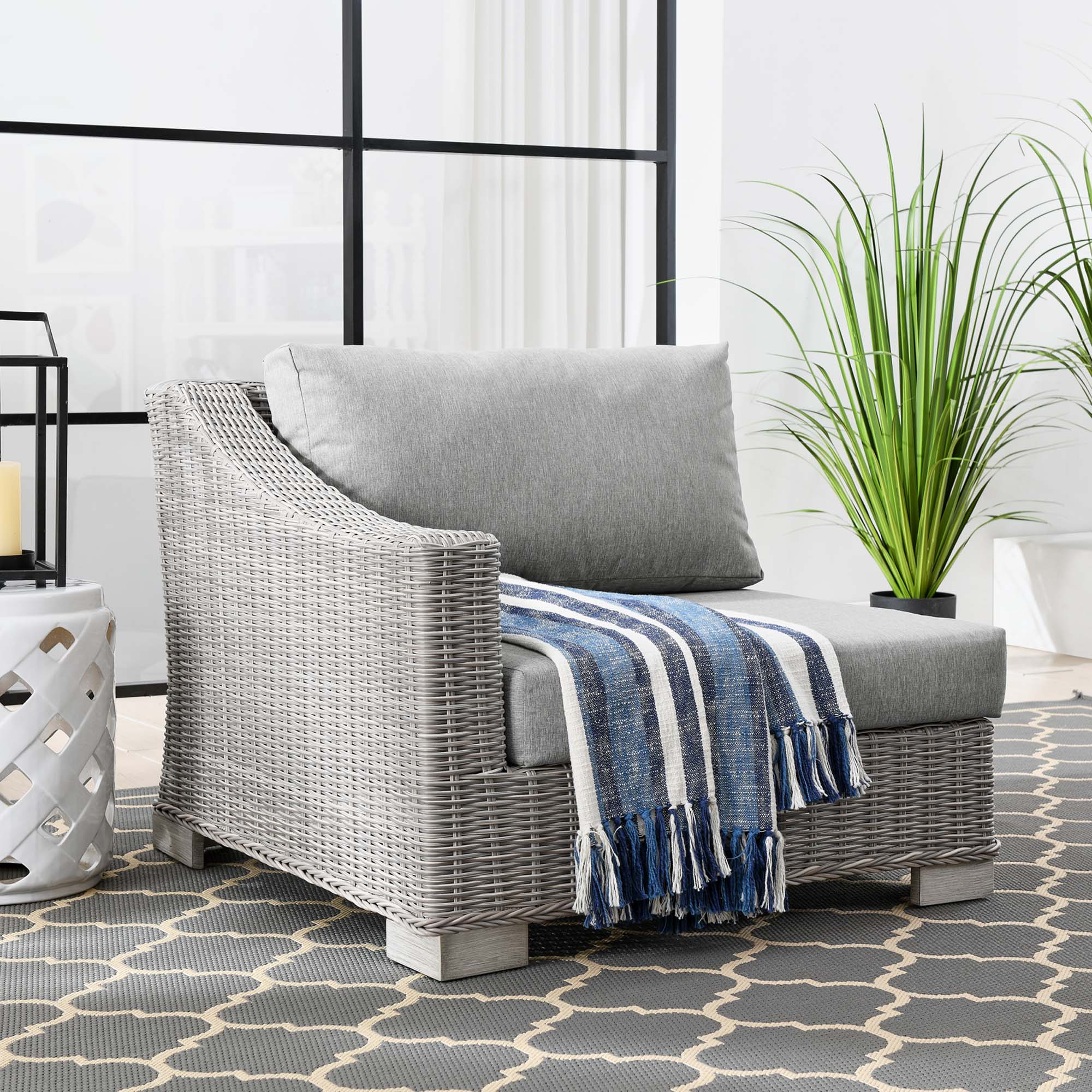 Conway Outdoor Patio Wicker Rattan Left-Arm Chair - Image 2
